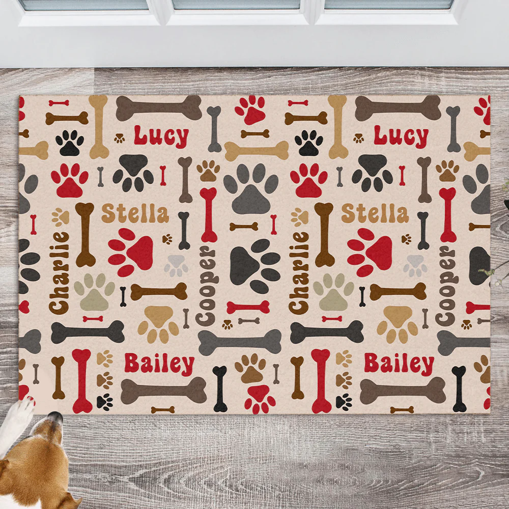 Dog Bones and Paws Doormat Personalized Gift DA199 890071