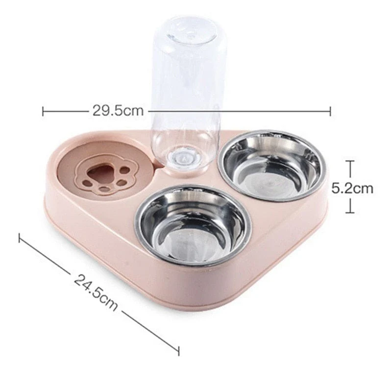 Dog Cat Feeder Bowl With Water Bottle Automatic Drinking - Image 13