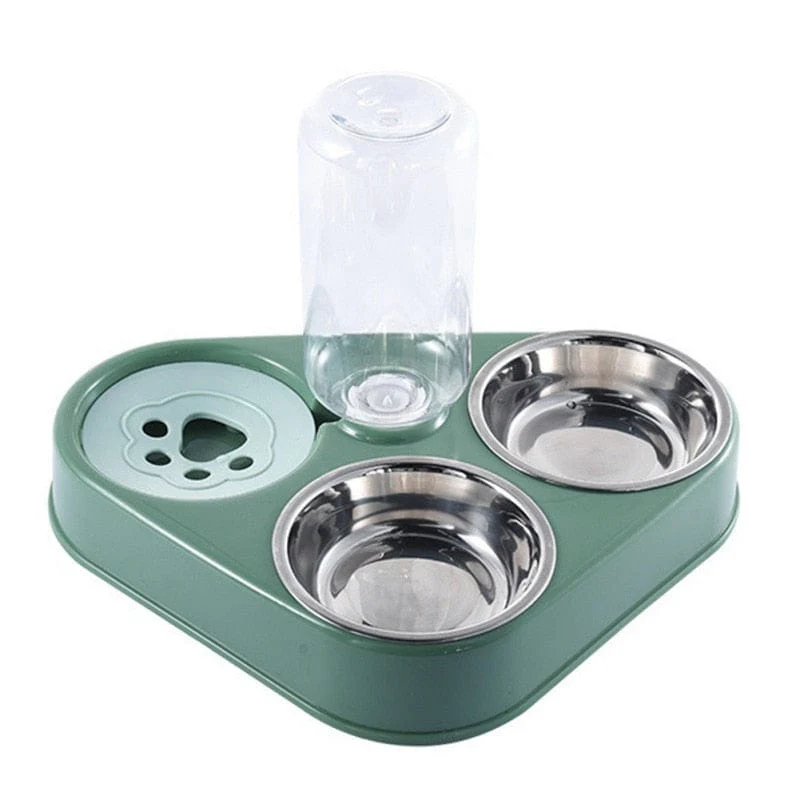 Dog Cat Feeder Bowl With Water Bottle Automatic Drinking - Image 2