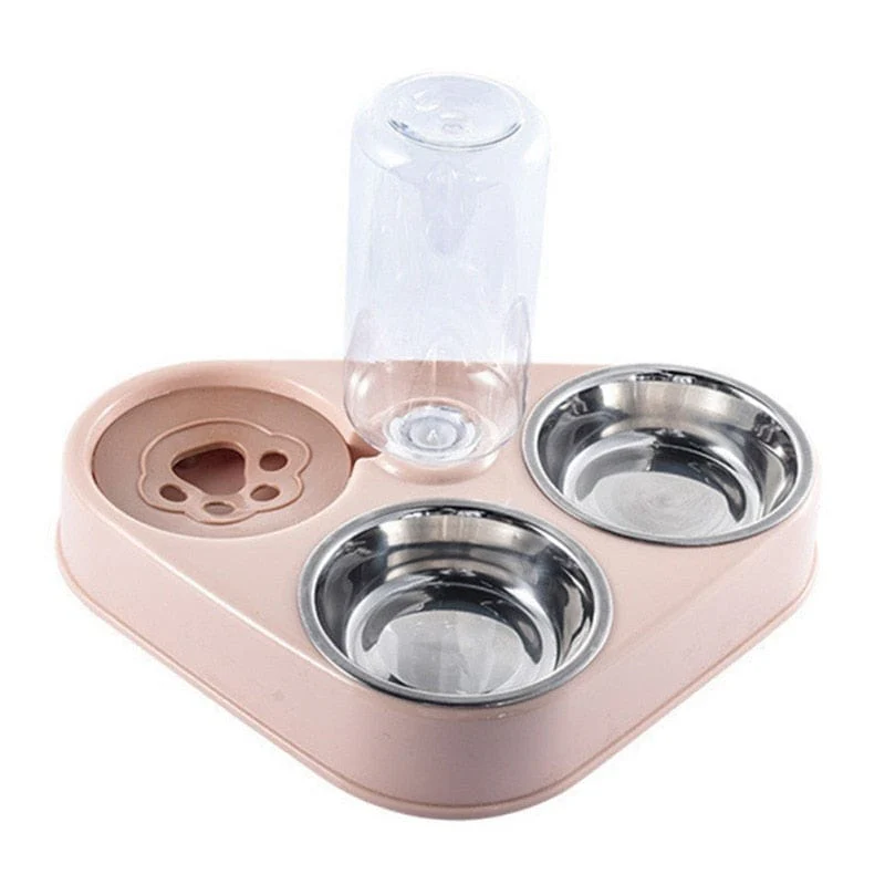 Dog Cat Feeder Bowl With Water Bottle Automatic Drinking - Image 5