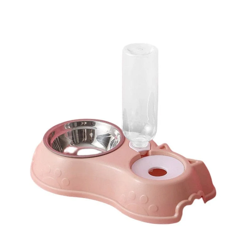 Dog Cat Feeder Bowl With Water Bottle Automatic Drinking - Image 8