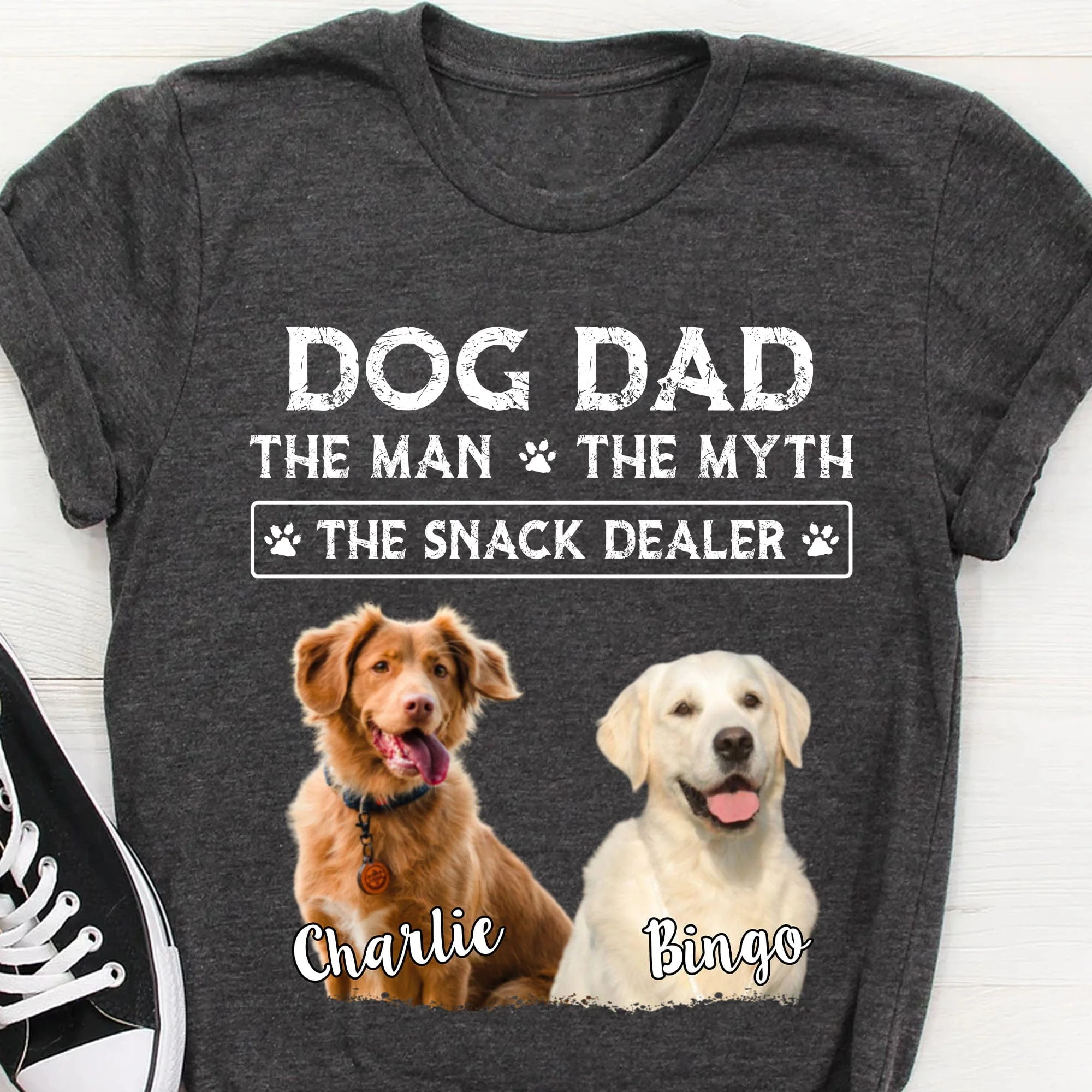 Dog Dad The Man The Myth The Snack Dealer Personalized Custom Photo Dog Dad Shirt 890705 - Image 6