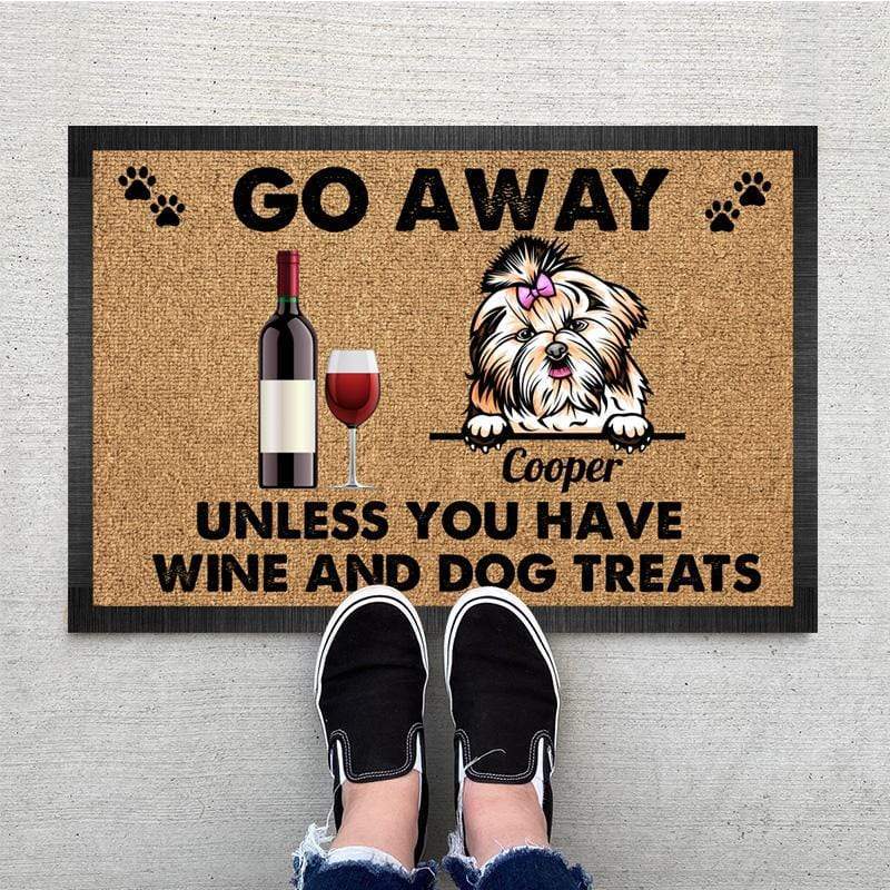 Go Away Unless You Have Wine Doormat, Dog Lover Gift HN590 - Image 2