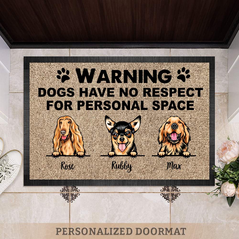 Warning The Dog Has No Respect Doormat For Dog Lovers, HN590