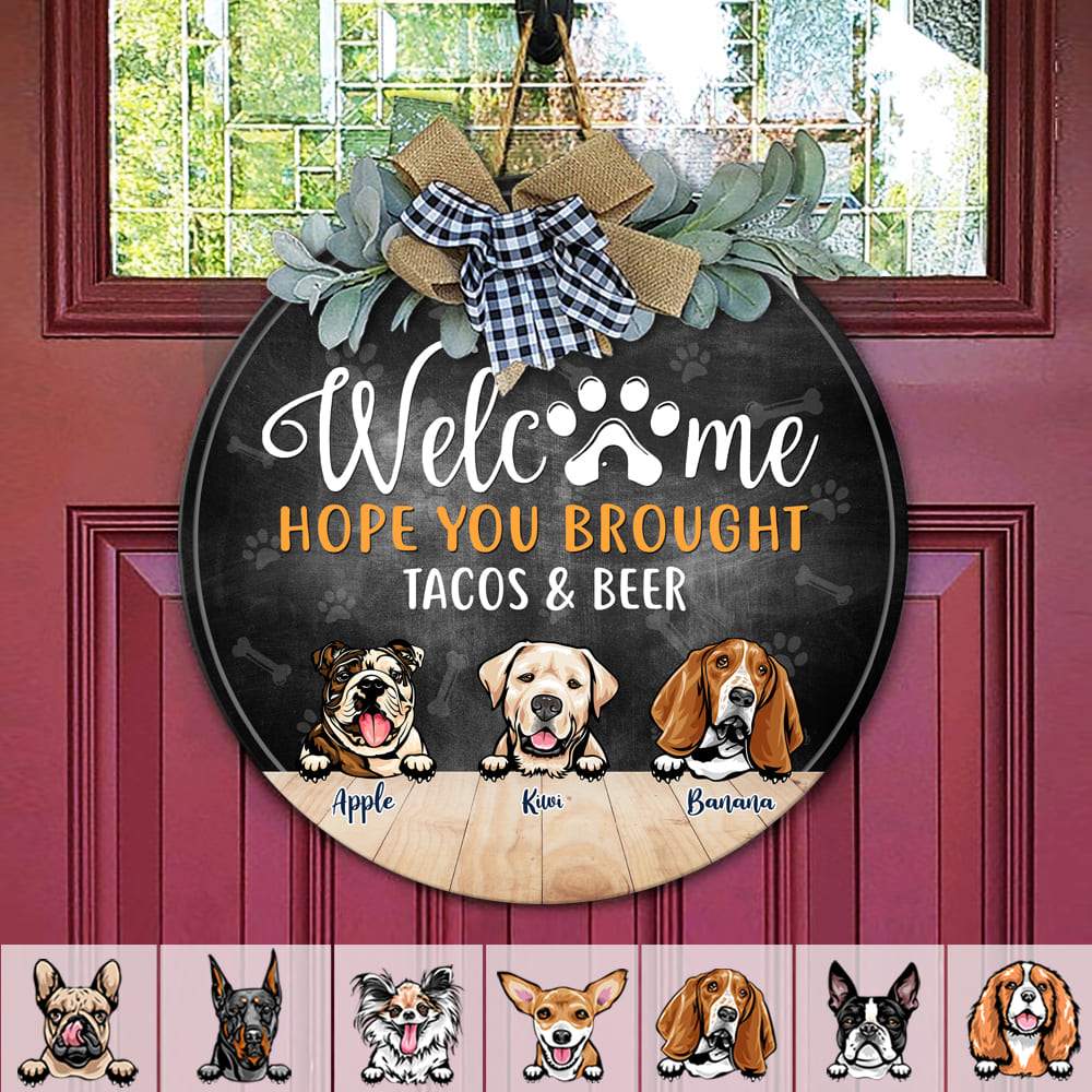 Hope You Bought Tacos & Drink Wooden Door Sign With Wreath, HN590 - Image 3