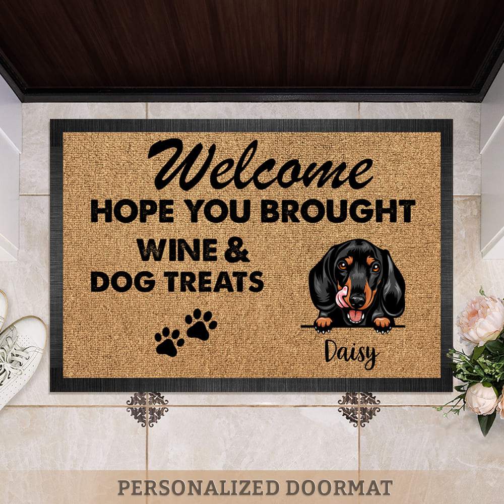 Welcome Hope you brought dog treats Pawprints Doormat, HN590