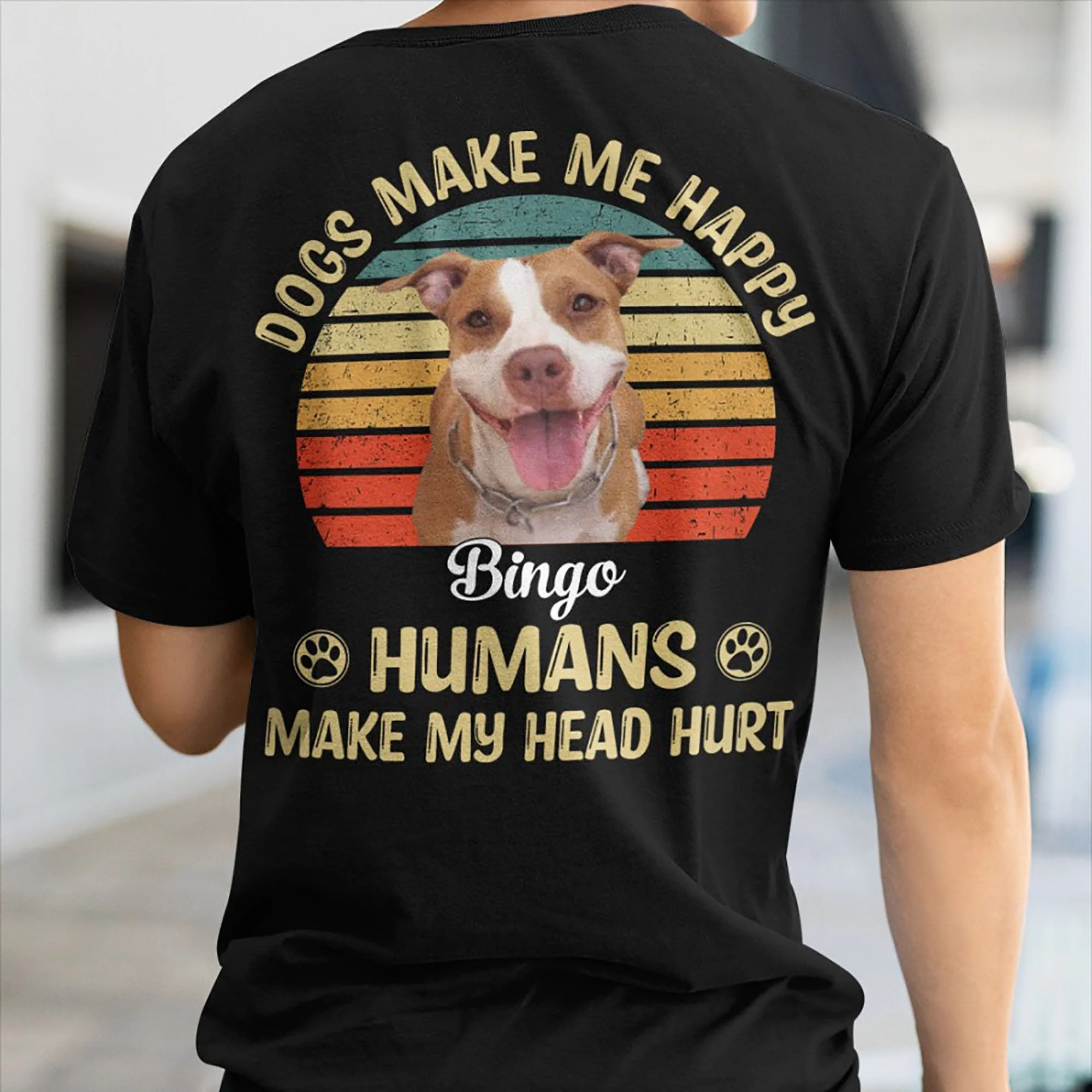 Dogs Cats Make Me Happy Personalized Custom Photo Dogs Cats Backside Shirt C450 - Image 4