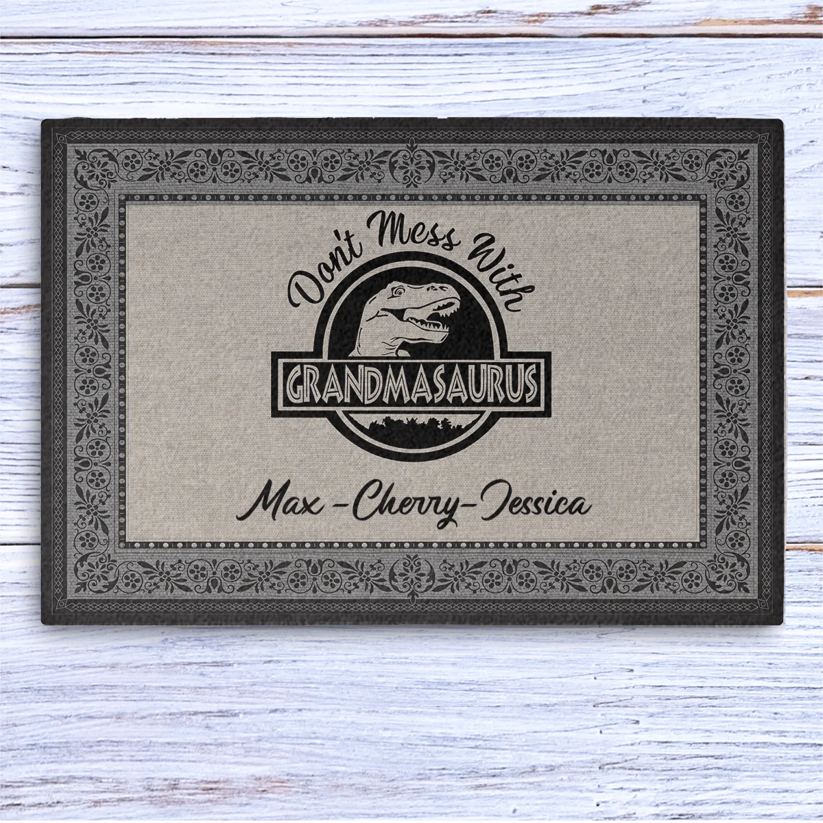 Don't Mess With Grandmasaurus Custom Doormat