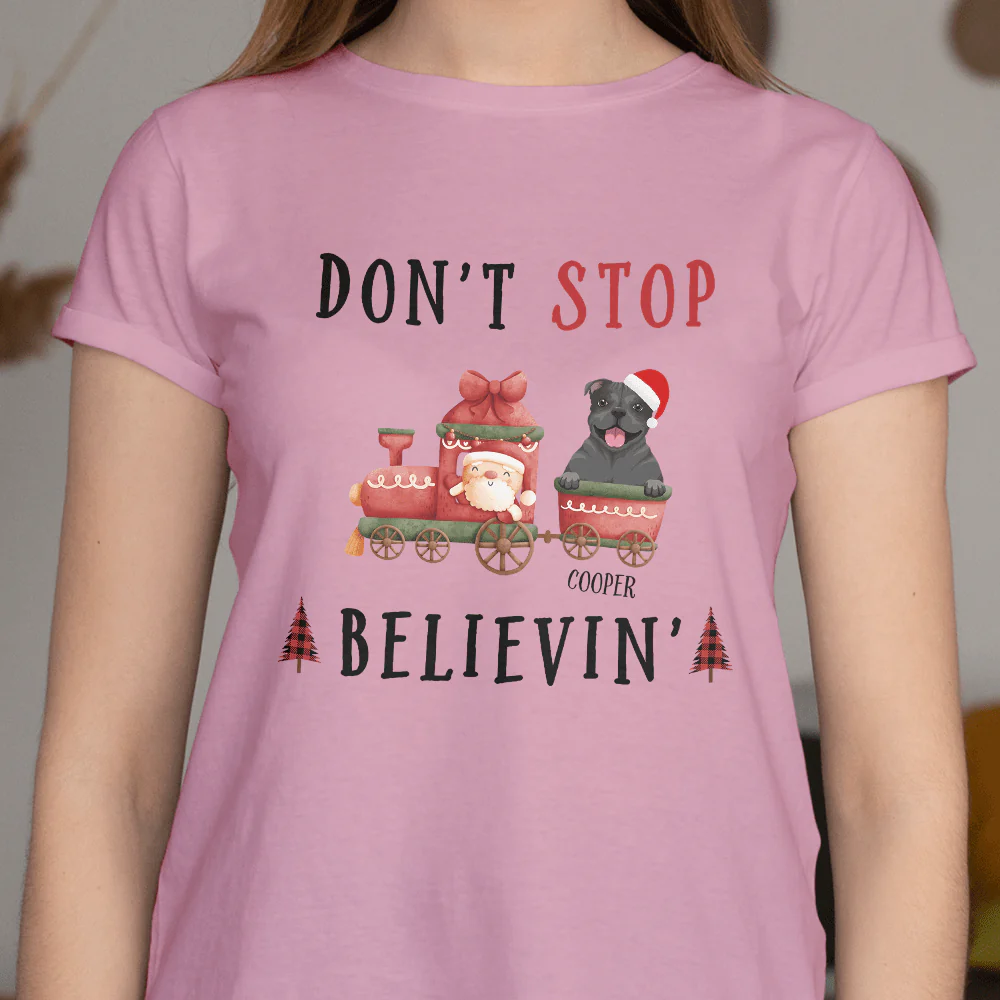Don't Stop Believin' Dog Shirt - Image 4