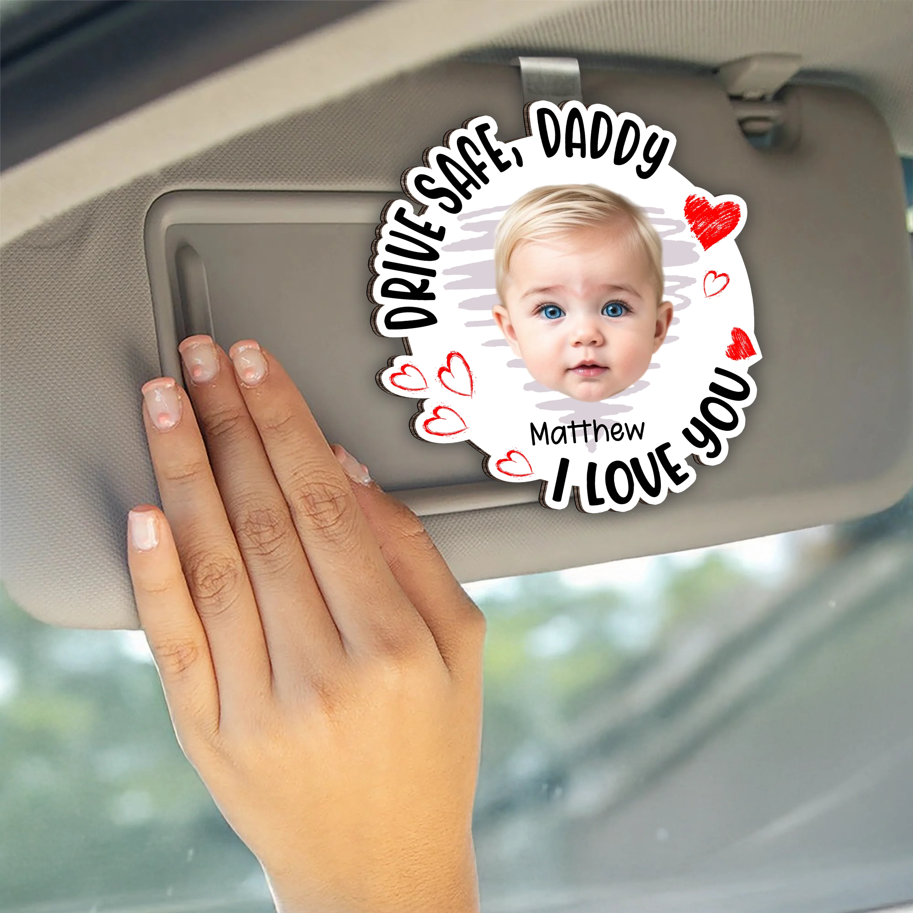 Drive Safe, Daddy Fun Kid Faces - Personalized Photo Car Visor Clip CH07 895910 - Image 3