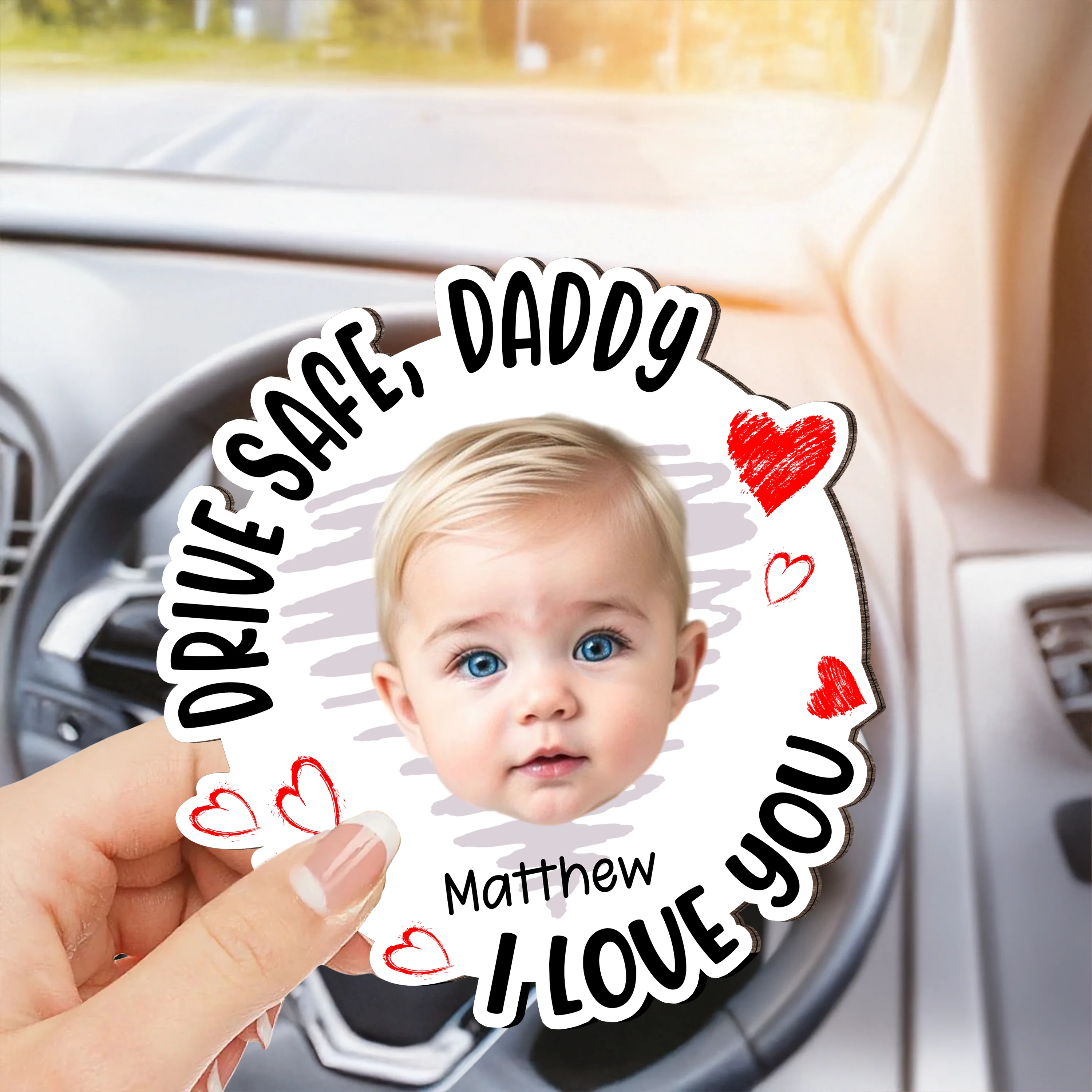 Drive Safe, Daddy Fun Kid Faces - Personalized Photo Car Visor Clip CH07 895910 - Image 5