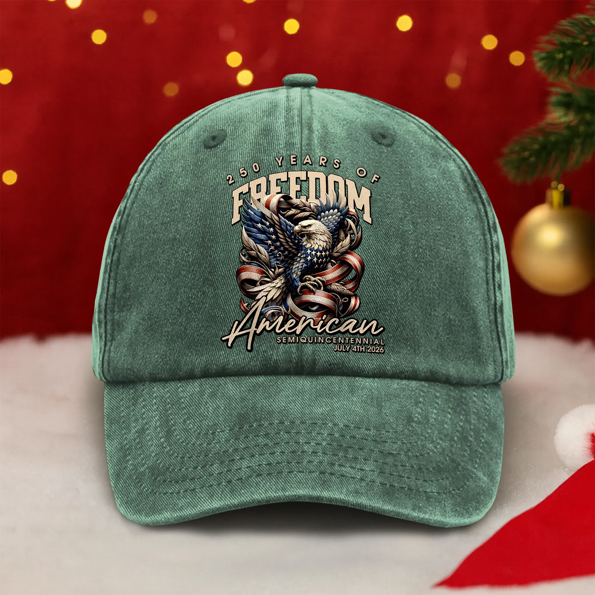 250 Years Of Freedome America Washed Denim Baseball Cap TH10 894545 - Image 4