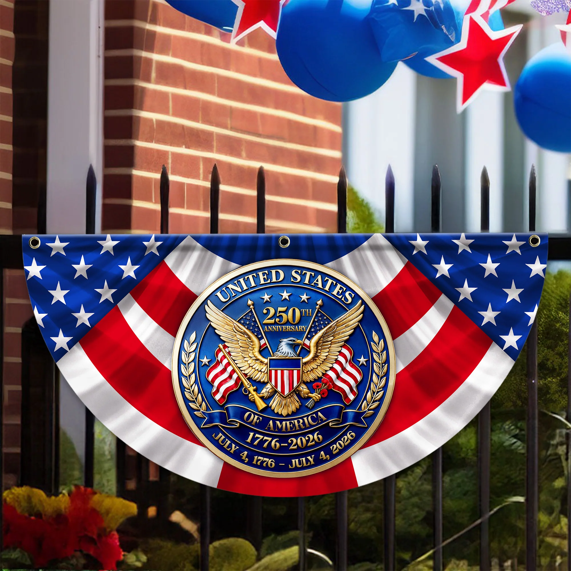 250th Anniversary Of America Non-Pleated Fan Flag TH10 169039 - Image 5