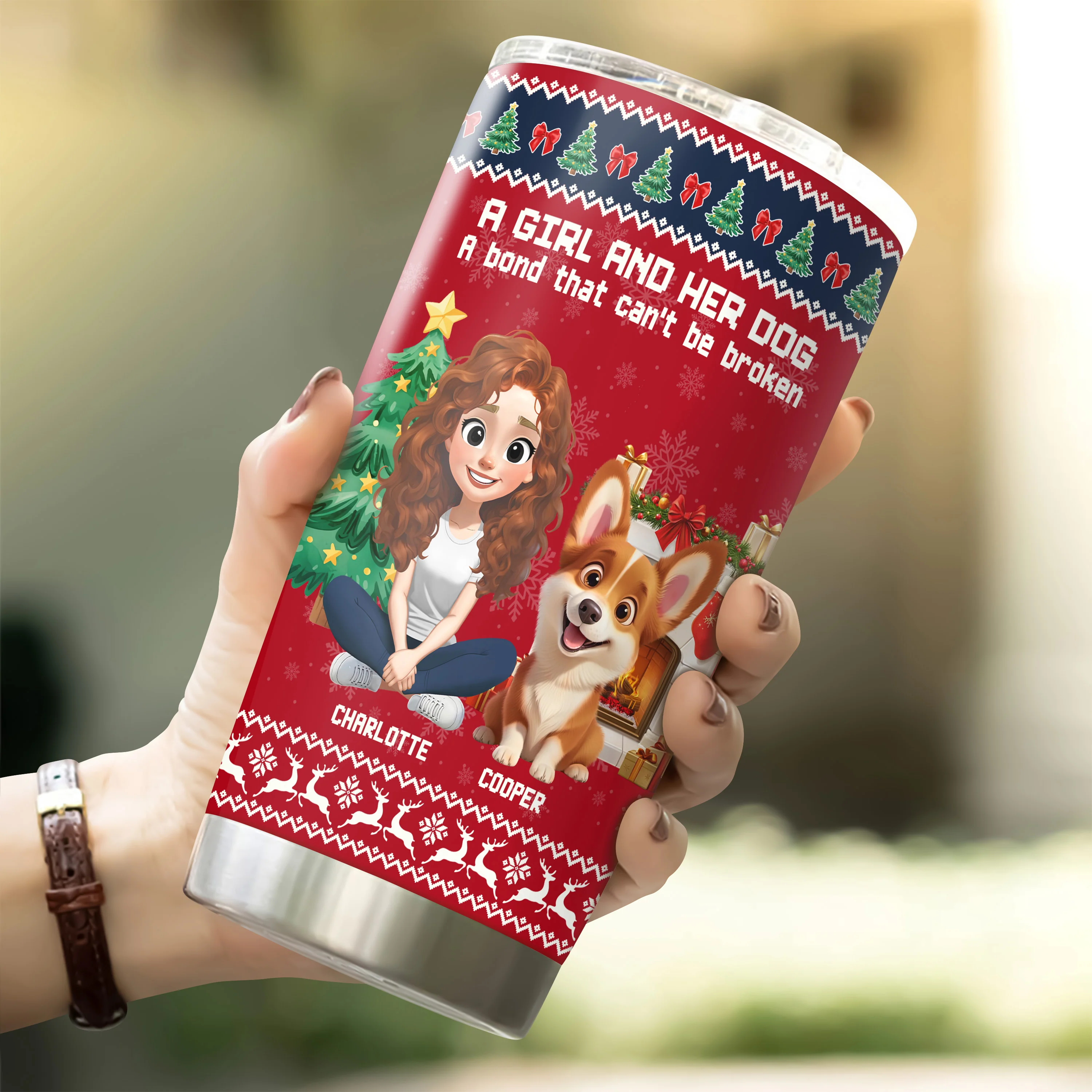 A Girl And Her Dog Christmas Fat Tumbler TH10 896333 - Image 2