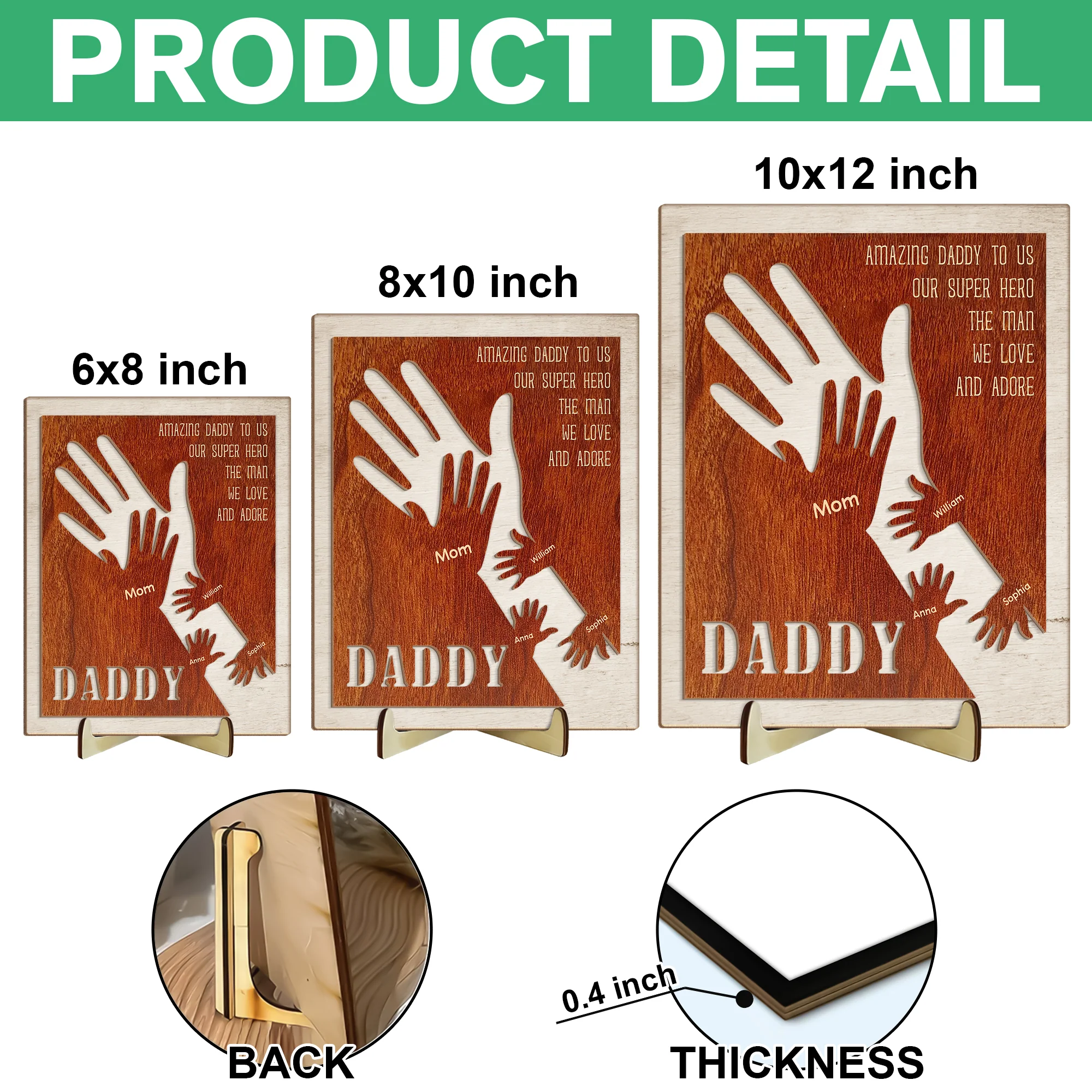 Amazing Daddy To Us Father's Day Gift 2-Layer Wooden Plaque With Stand TH10 892993 - Image 7