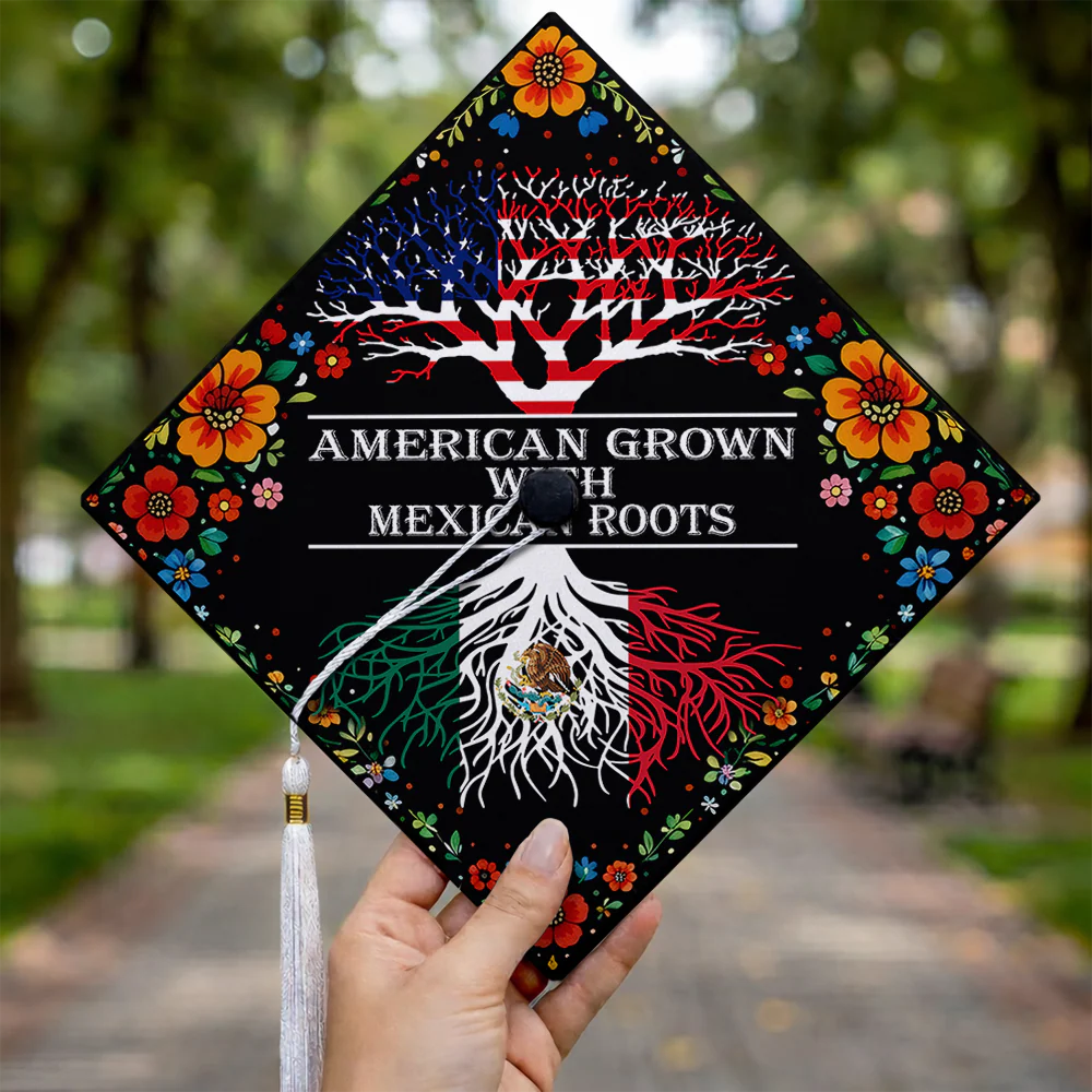 American Grown With Mexican Roots Graduation Cap Topper Decoration TH10 169221 - Image 2