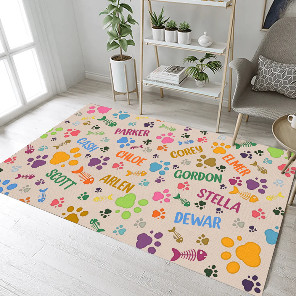 Cat Bones And Paws Premium Rug Personalized Gift TA29 890069