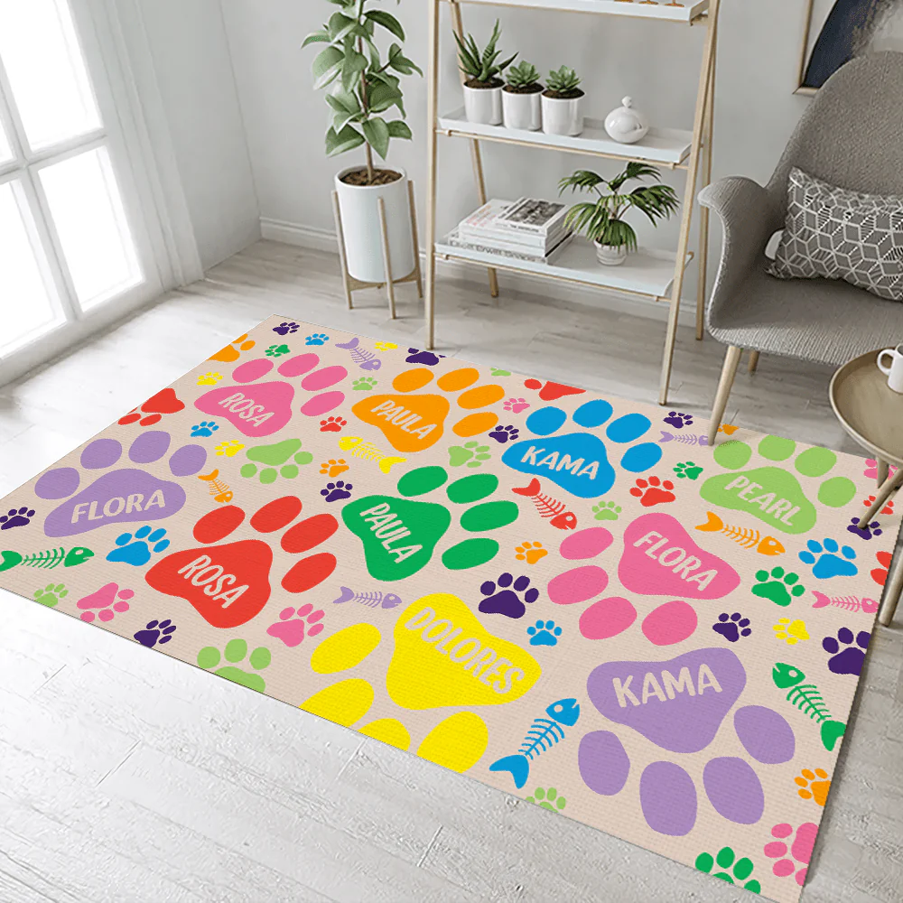 Cat Bones And Paws Premium Rug Personalized Gift TA29 890069 - Image 2