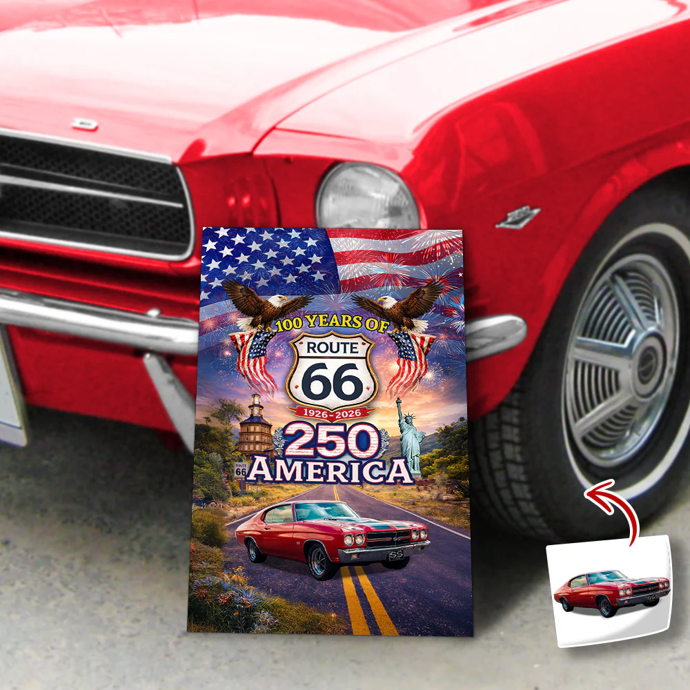 Celebrate 100 Years of Road Route 66 and America 250th Anniversary Custom Car Photo Metal Sign TH10 898719 - Image 7