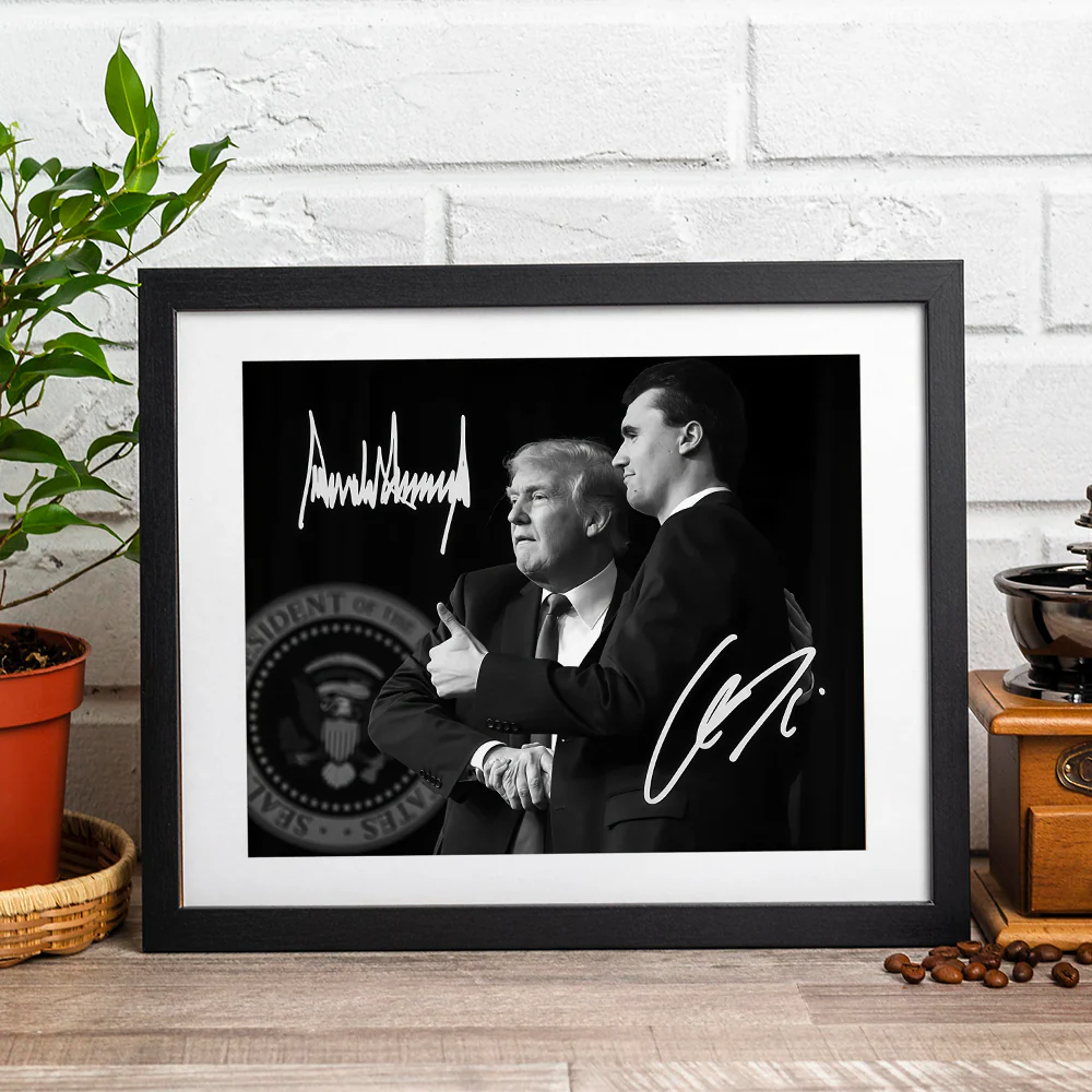 Charlie Kirk With Donald Trump Autographed Signed Picture Frame TH10 64411 - Image 2