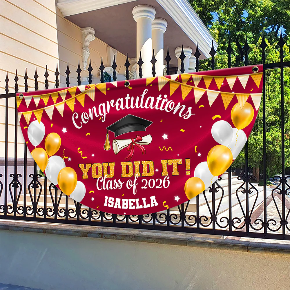 Congratulation You Did It Non-Pleated Fan Flag Graduation's Day TH10 898743 - Image 3