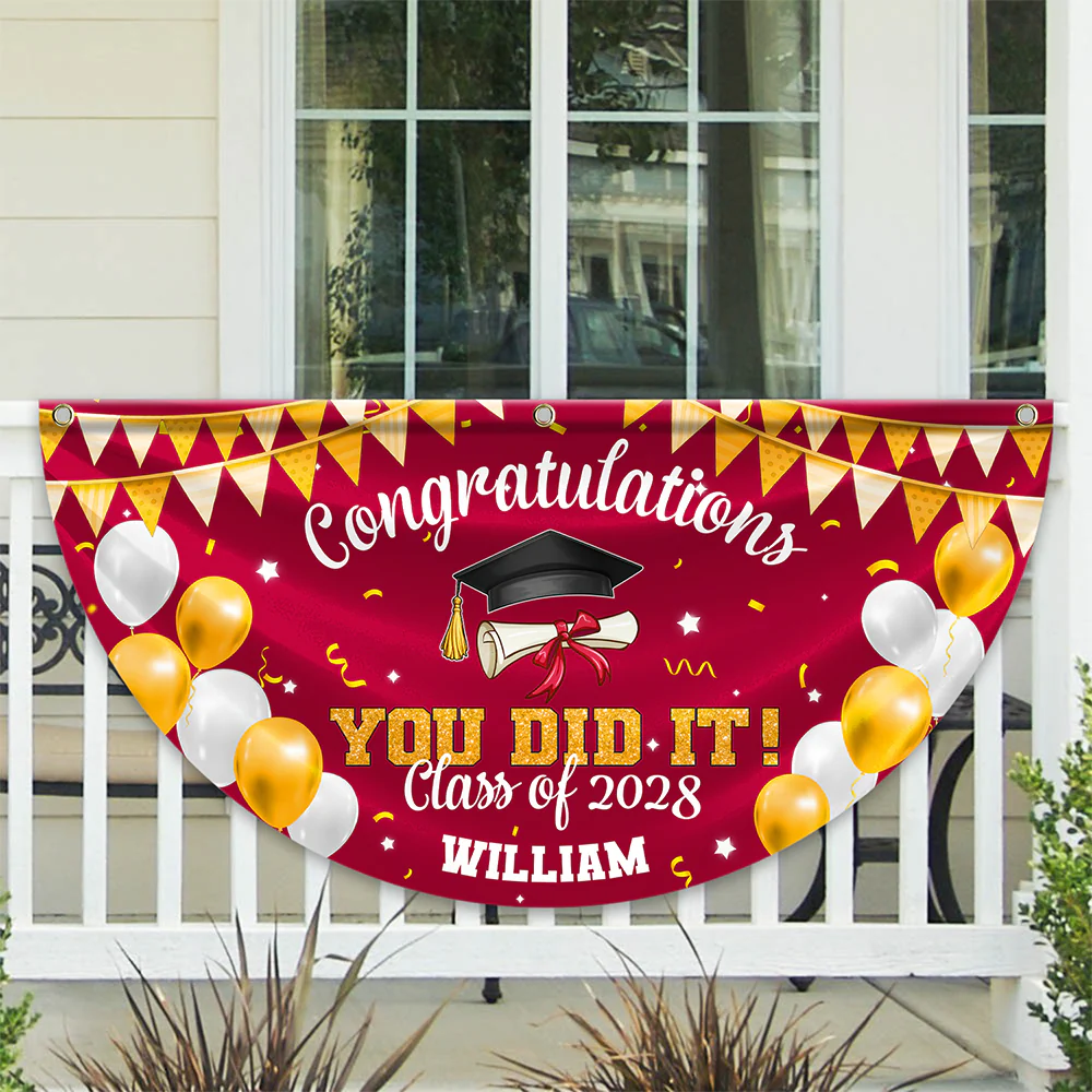 Congratulation You Did It Non-Pleated Fan Flag Graduation's Day TH10 898743 - Image 9