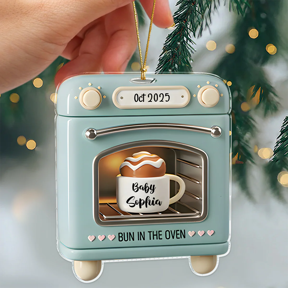 Custom Baby Name Bun In The Oven Acrylic Ornament TH10 896763 - Image 4