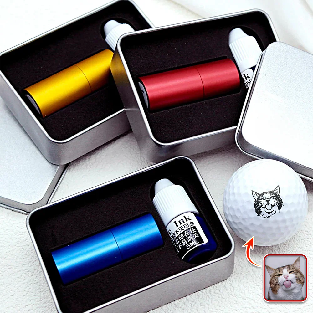 Custom Cat Photo Golf Ball Stamp Box, Golf Club Gift, Golf Lovers Gift TH10 896935 - Image 2