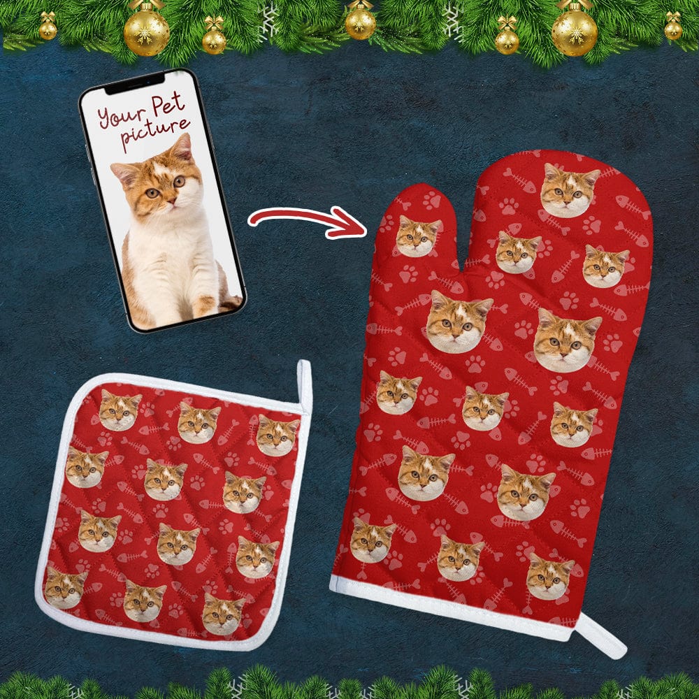 Custom Cat Photo Paw Pattern Oven Mitt K228 889865 - Image 2