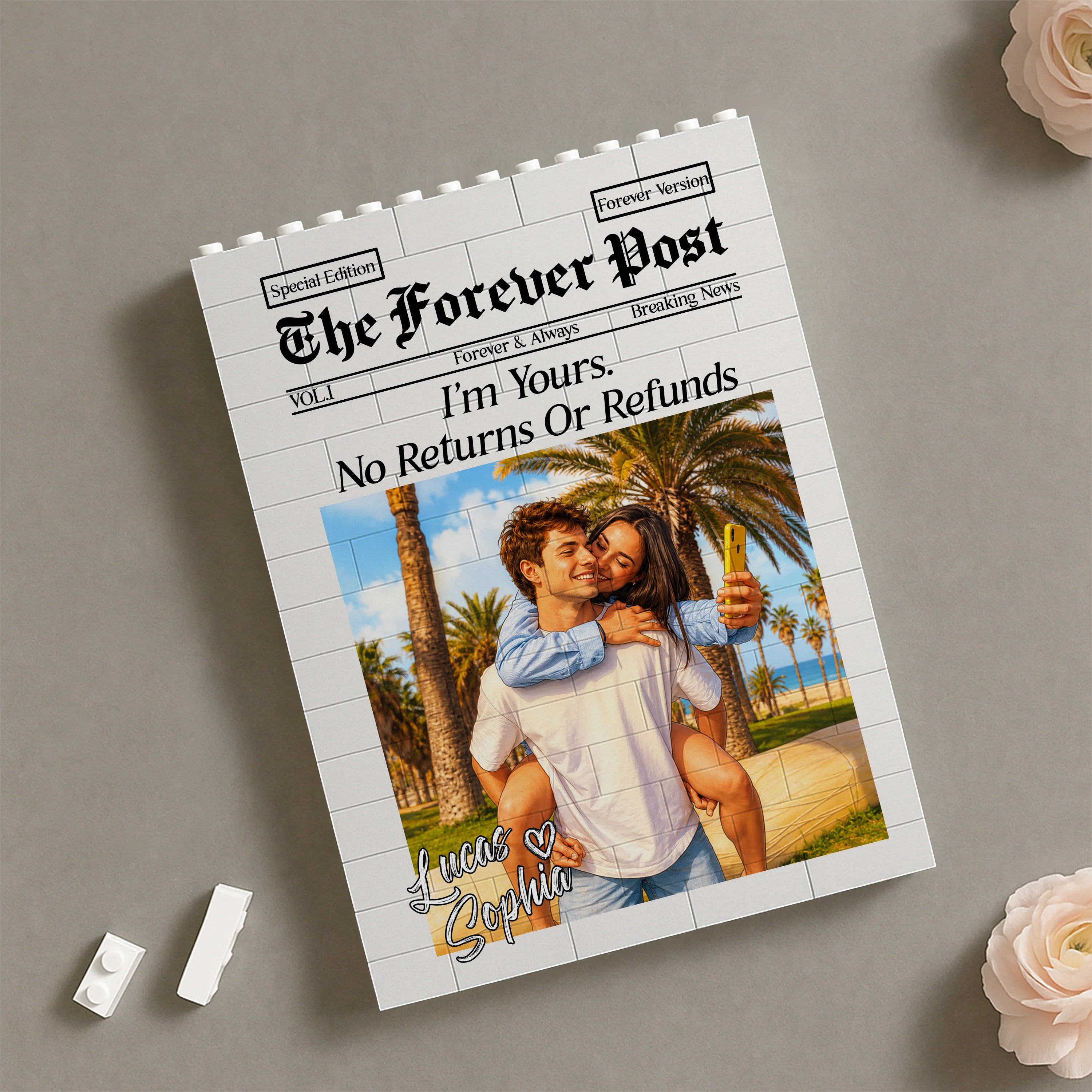 Custom Couple Photo The Forever Post Building Brick Block For Couple TH10 170341 - Image 2