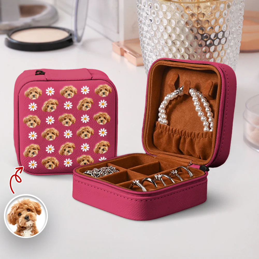 Custom Dog Cat Photo With Icon Travel Jewelry Box Gift For Mom TH10 169487 - Image 4