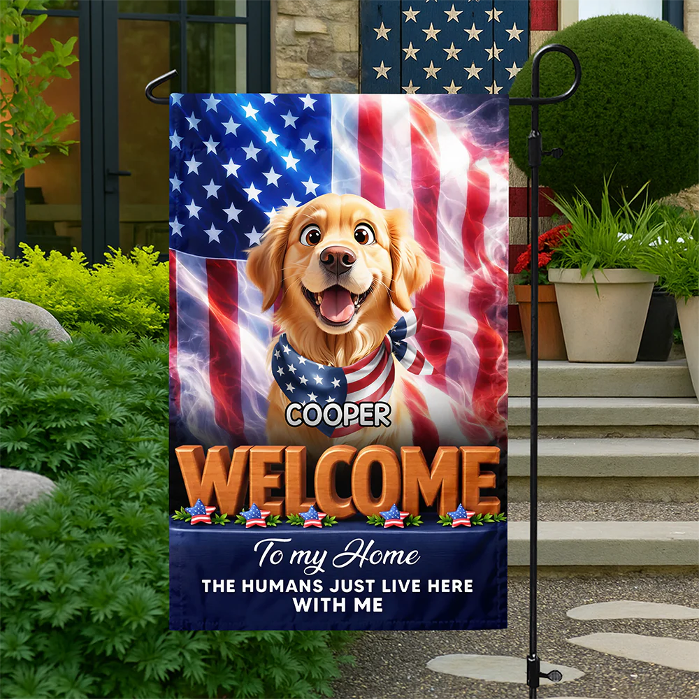 Custom Dog Clipart America Welcome To Our Home Garden Flag TH10 898703 - Image 5