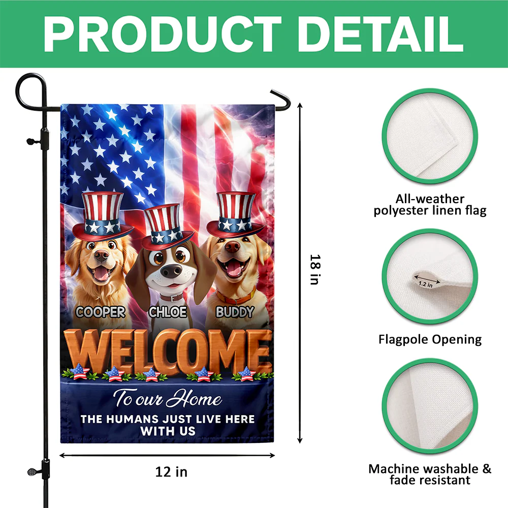Custom Dog Clipart America Welcome To Our Home Garden Flag TH10 898703 - Image 7