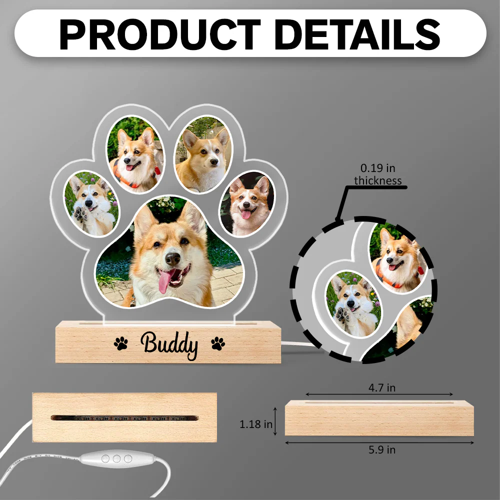 Custom Dog Photo And Name Memorial LED Night Light For Dog Lover TH10 170441 - Image 7