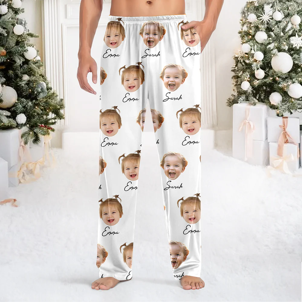 Custom Pet Portrait Pajama Pants – Personalized Dog/Cat/Person Photo & Name Gift TH10 894973 - Image 2
