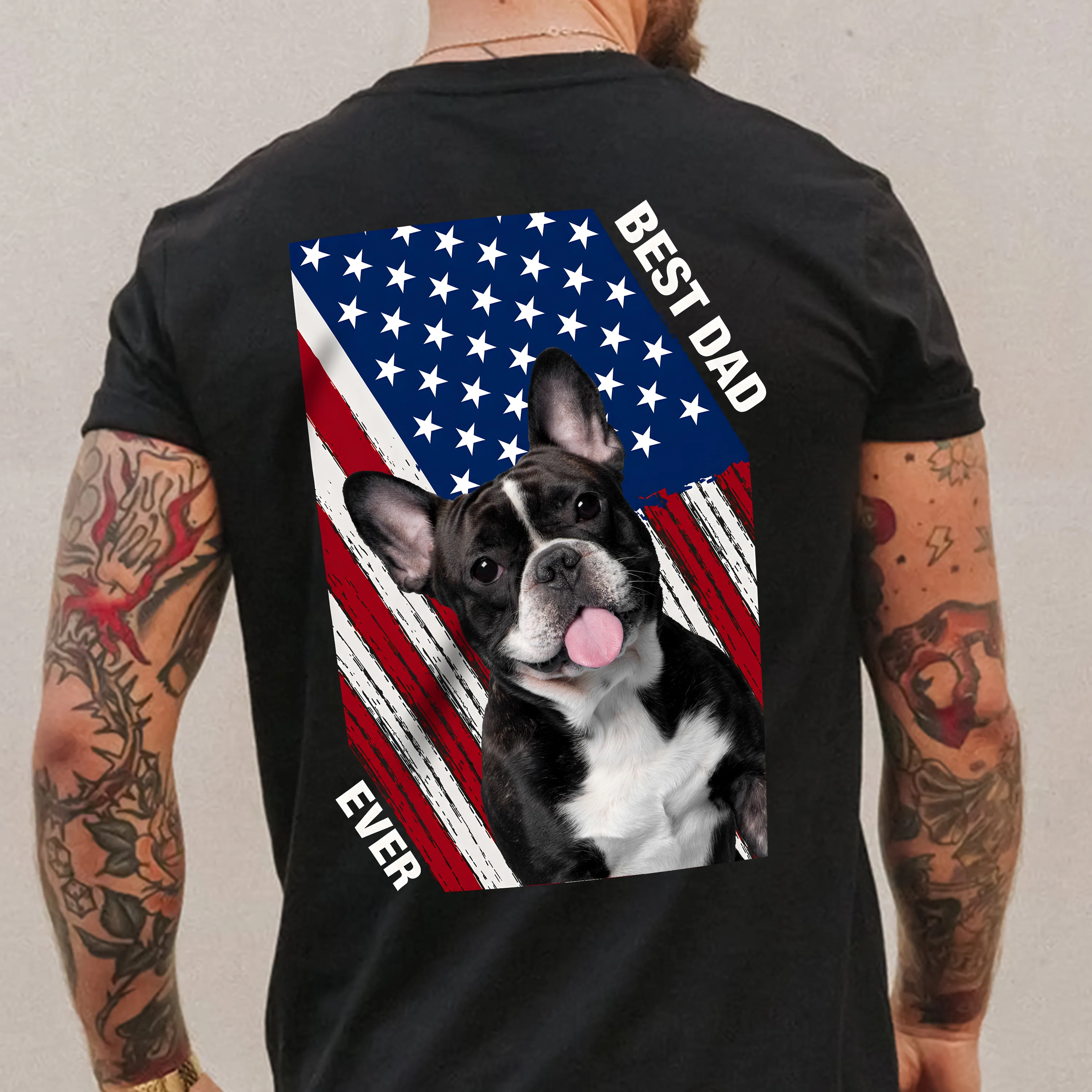 Custom Dog Photo Best Dad Ever America Flag Back Shirt For Dad TH10 169739 - Image 2