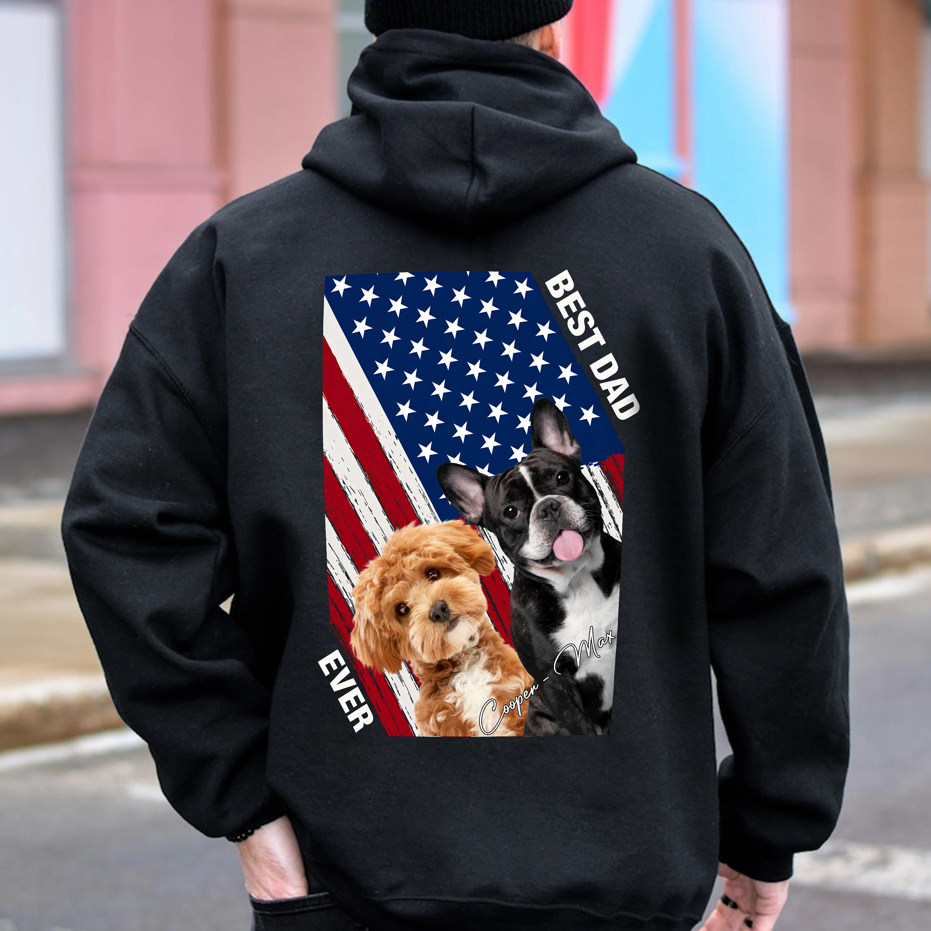 Custom Dog Photo Best Dad Ever America Flag Back Shirt For Dad TH10 169739 - Image 3