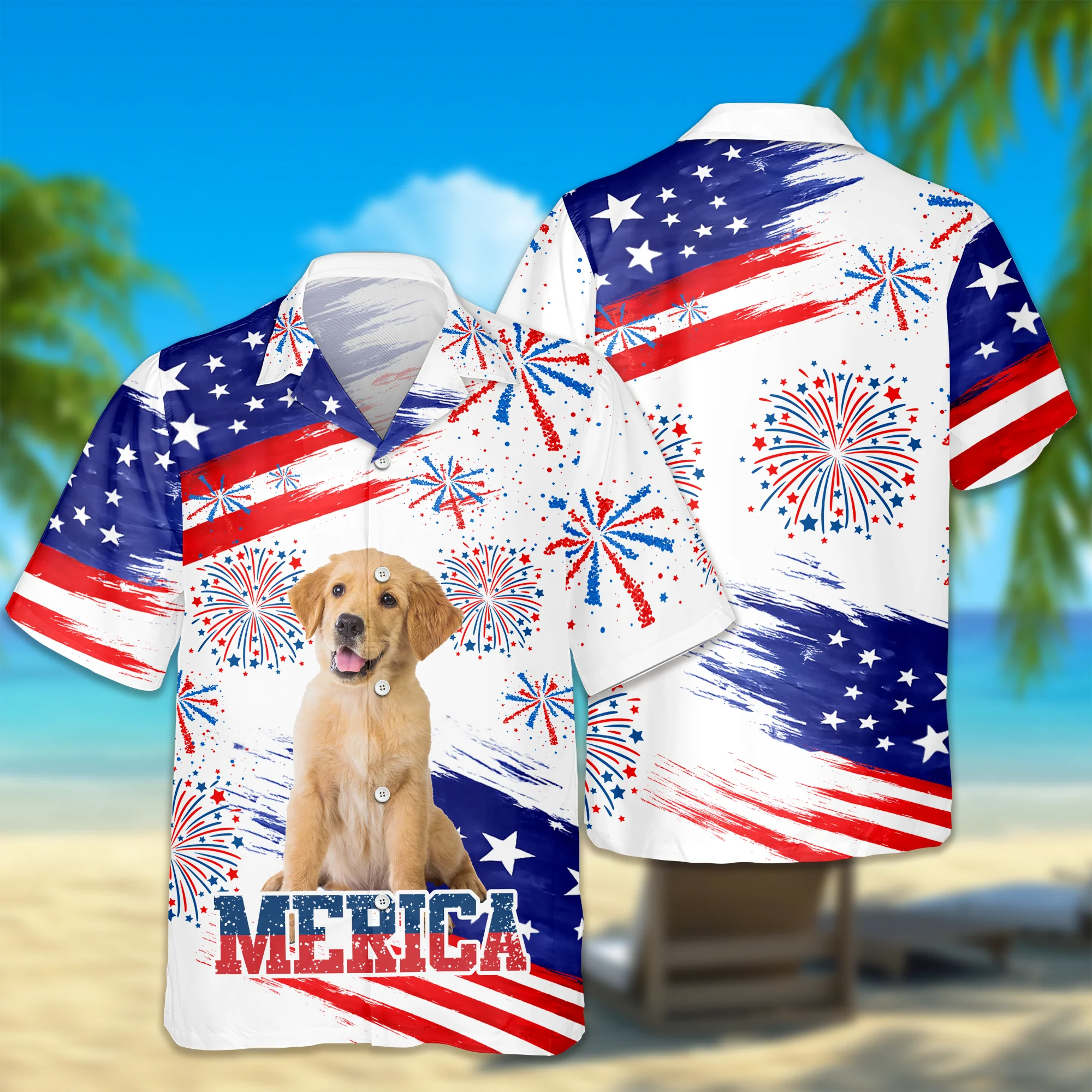 Custom Dog Photo Merica Hawaii Shirt TH10 169079 - Image 5