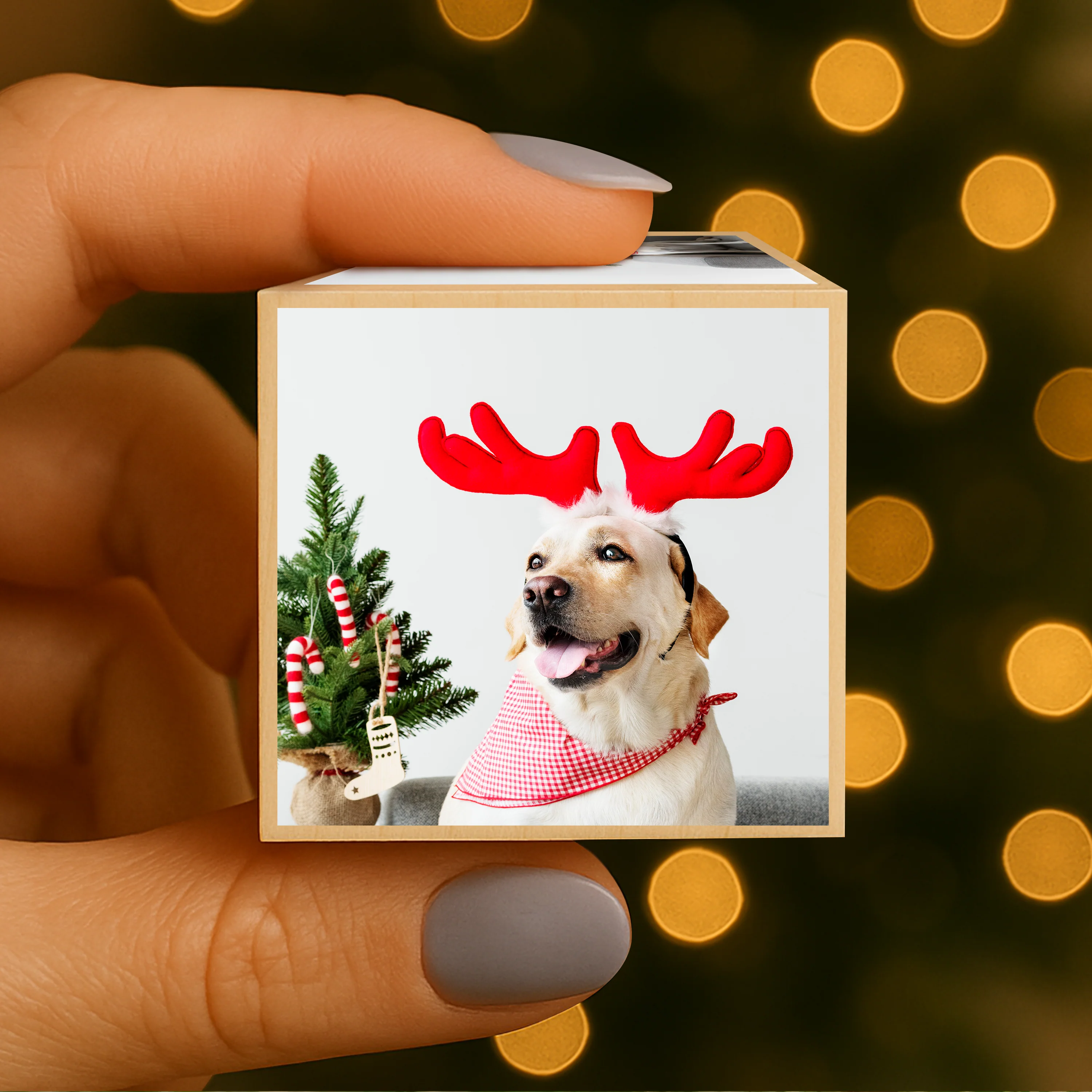 Custom Dog Photo Merry Christmas Cube Ornament For Dog Lover TH10 894523 - Image 4