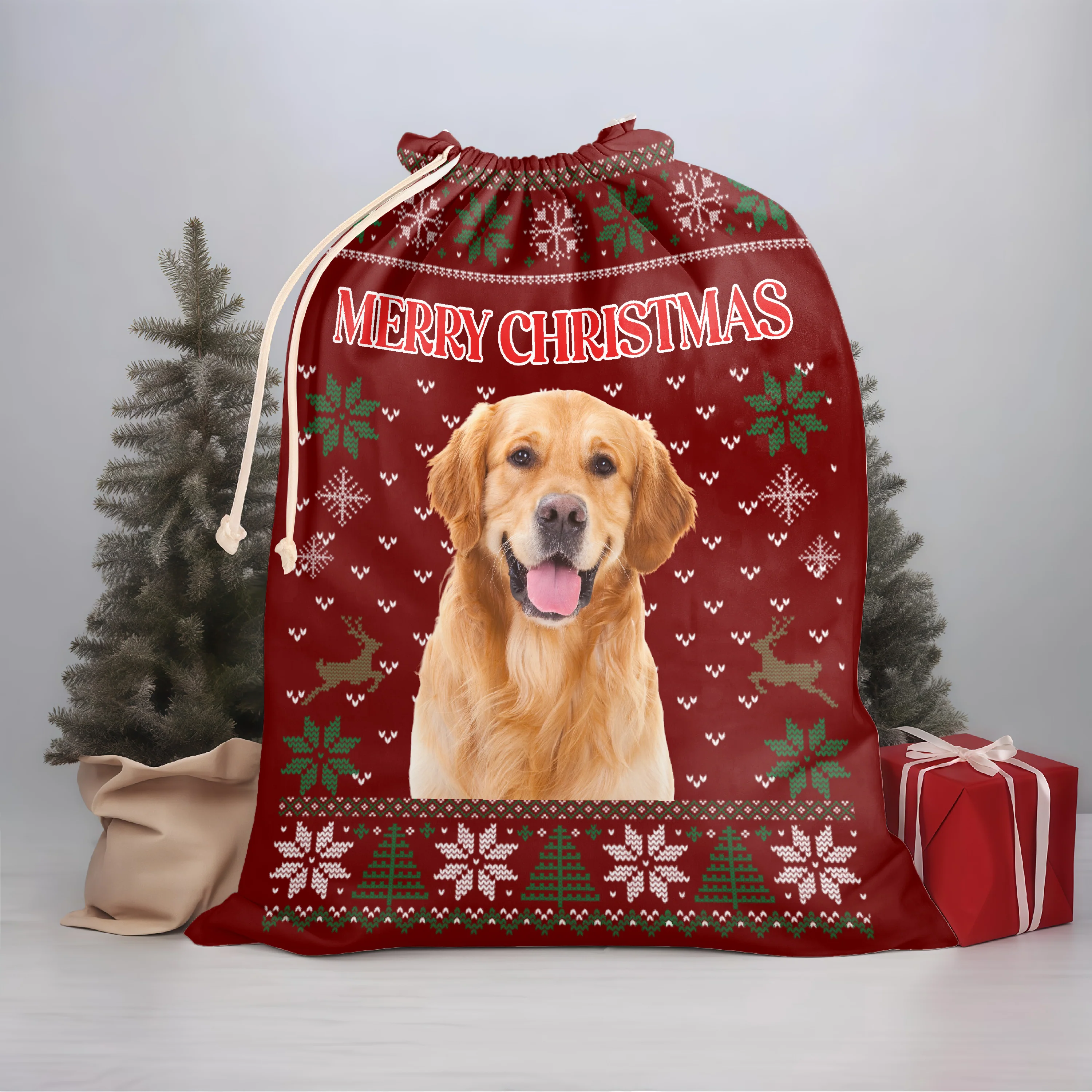 Custom Dog Photo Merry Christmas Gift Bag For Your Dog TH10 896997 - Image 5
