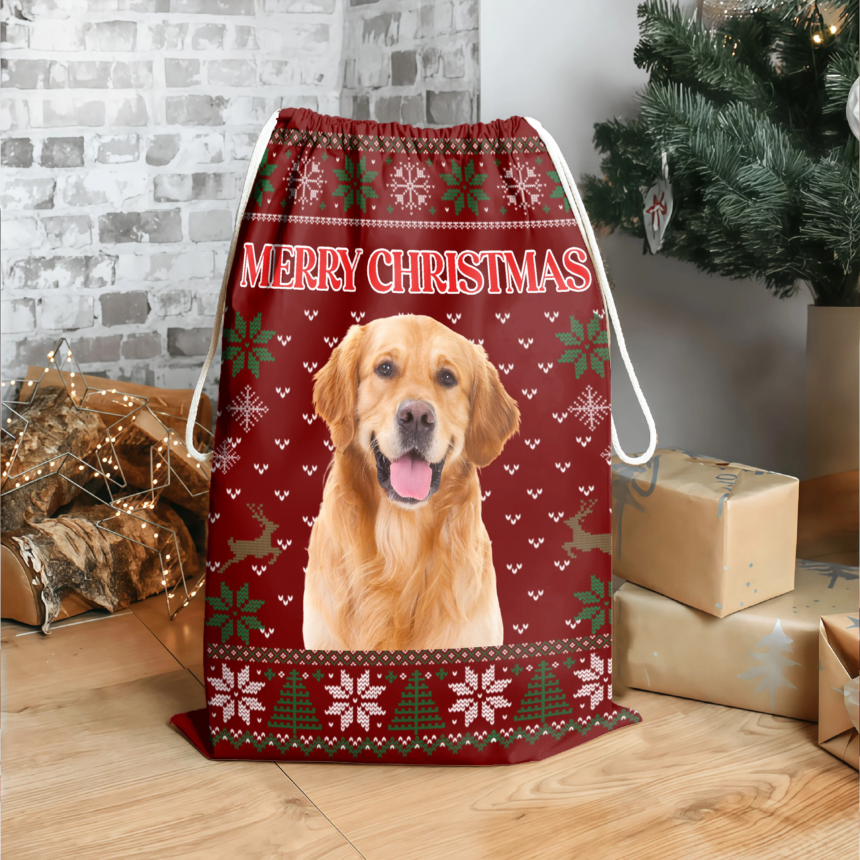 Custom Dog Photo Merry Christmas Gift Bag For Your Dog TH10 896997 - Image 6