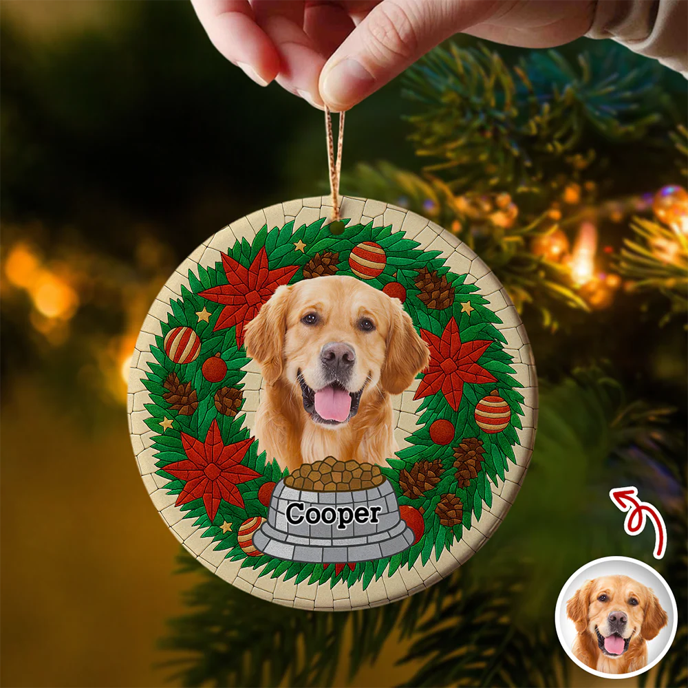 Custom Dog Photo Mosaic Style For Christmas Ceramic Ornament TH10 894805 - Image 2