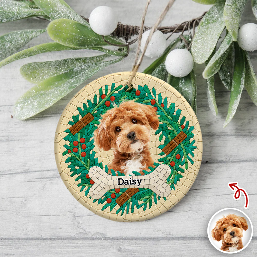 Custom Dog Photo Mosaic Style For Christmas Ceramic Ornament TH10 894805 - Image 5