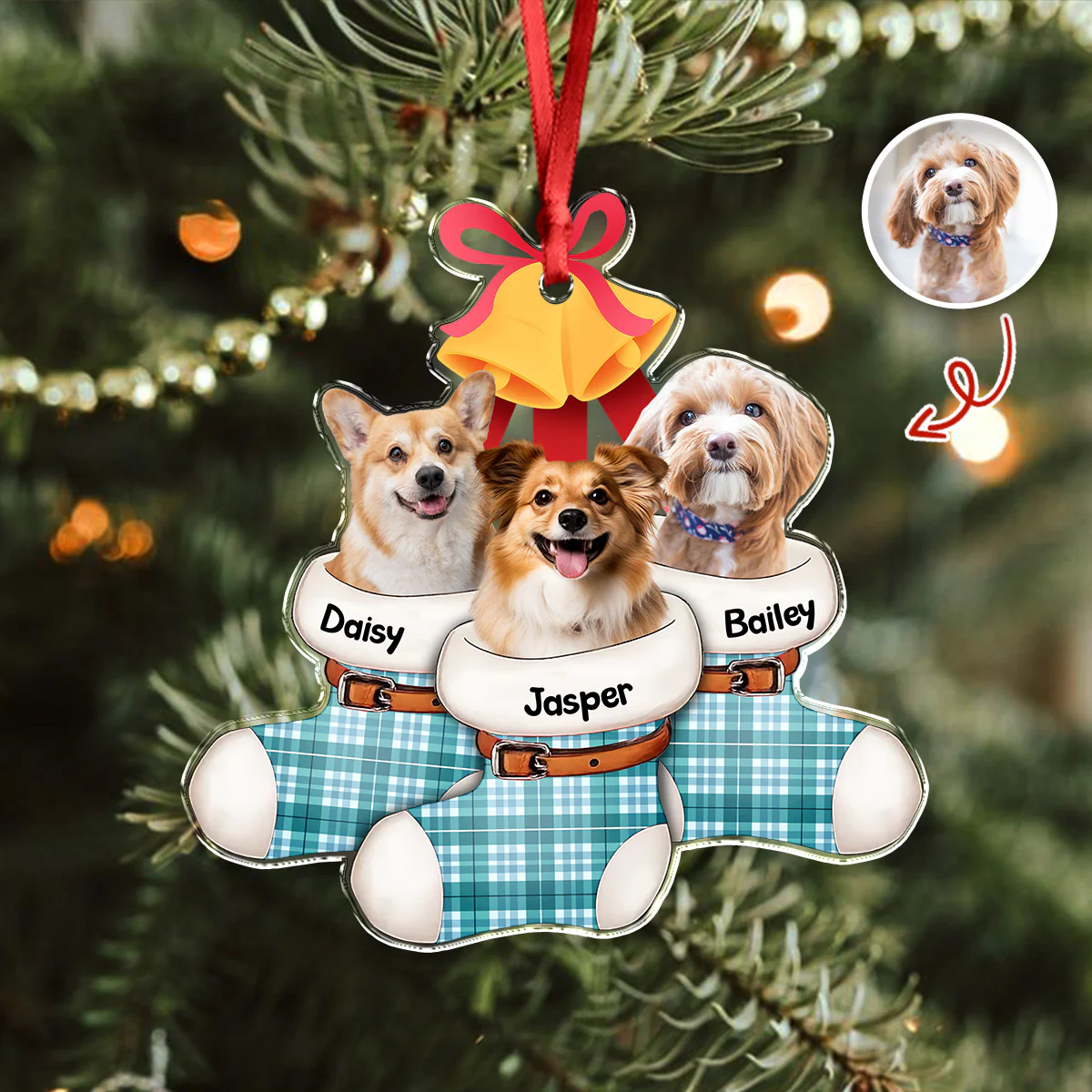 Custom Dog Photo On Stocking Acrylic Ornament For Christmas TH10 894391 - Image 3