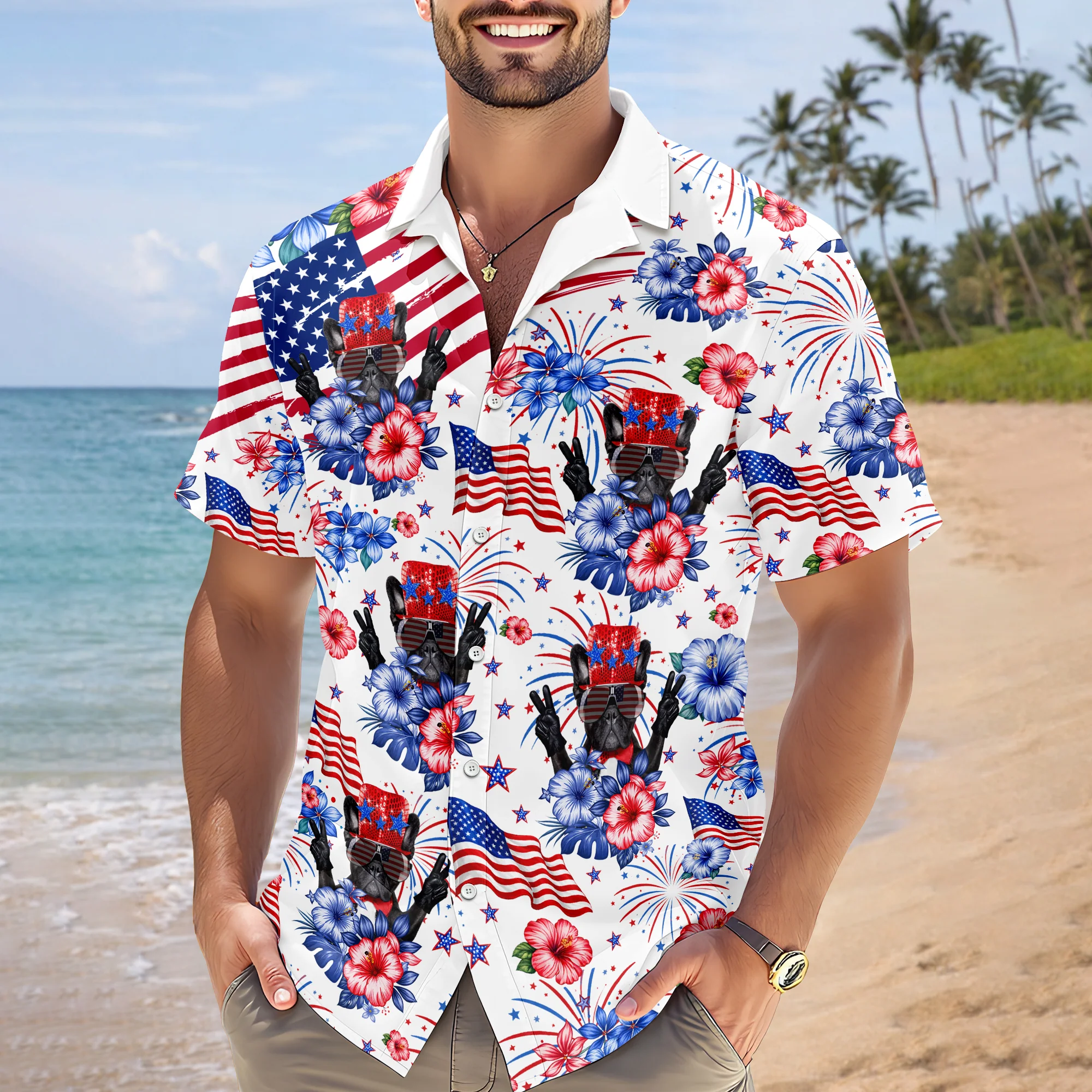 Custom Dog Photo United State Flag Hawaii Shirt TH10 169077 - Image 4