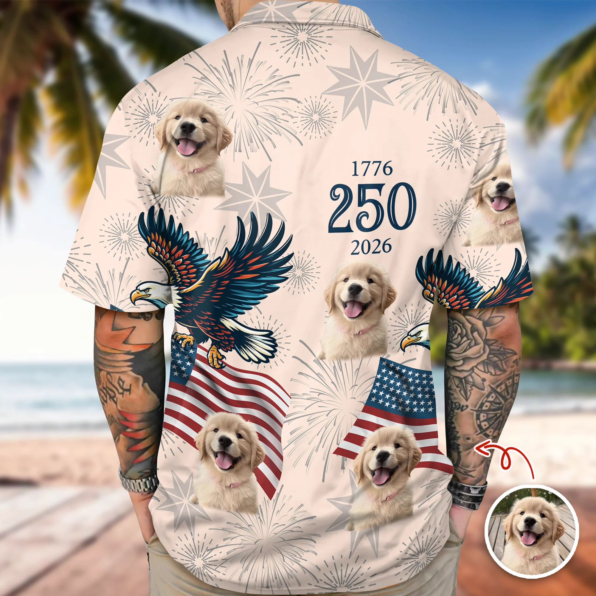Custom Dog Photo USA 250 Anniversary Eagle 1776-2026 Hawaii Shirt TH10 898585 - Image 7