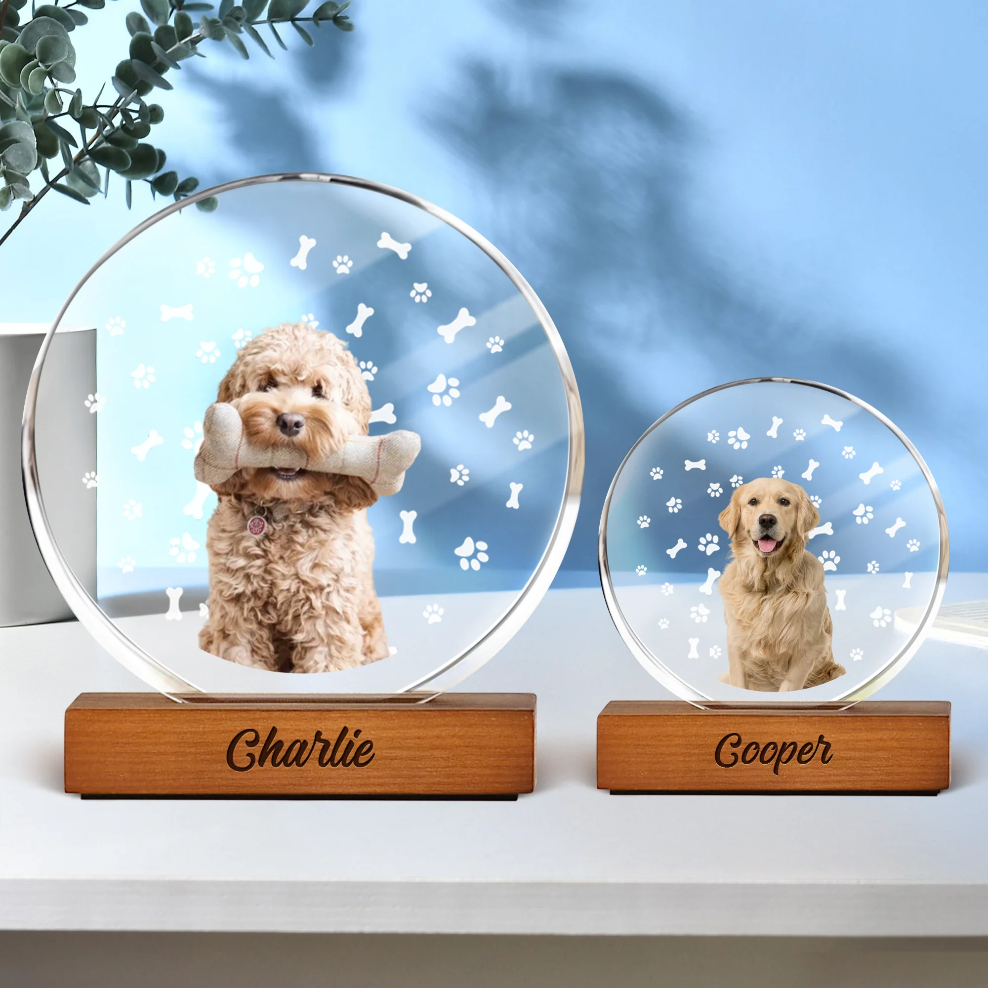 Custom Dog Photo With Bone For Dog Lover Round Acrylic Frame Block TH10 894065 - Image 3