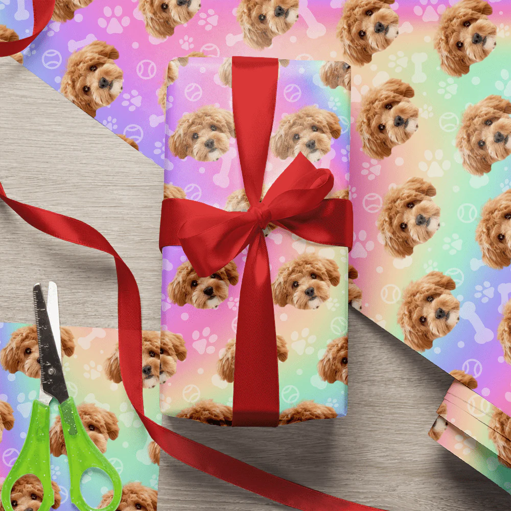 Custom Dog Photo With Bone On Wrapping Paper TH10 892177