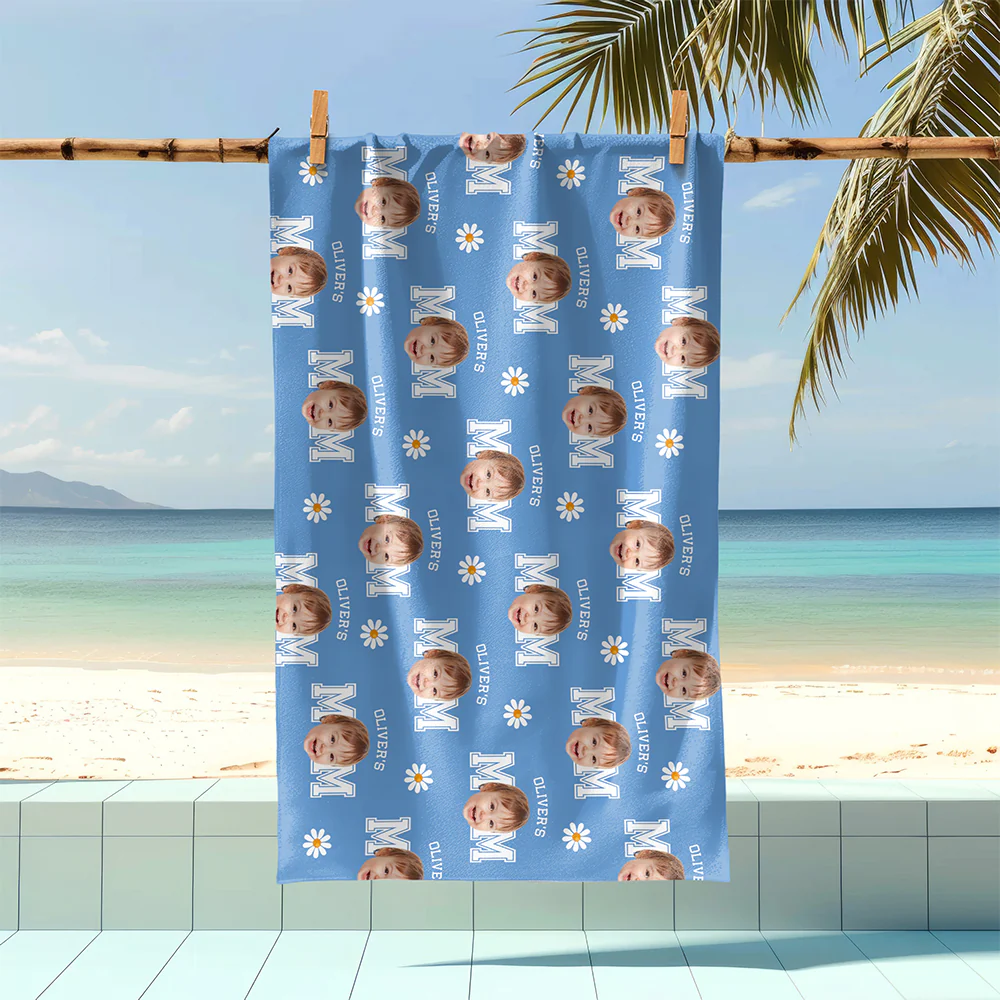 Custom Face Photo And Name With Icon Summer Beach Towel TH10 894075 - Image 3