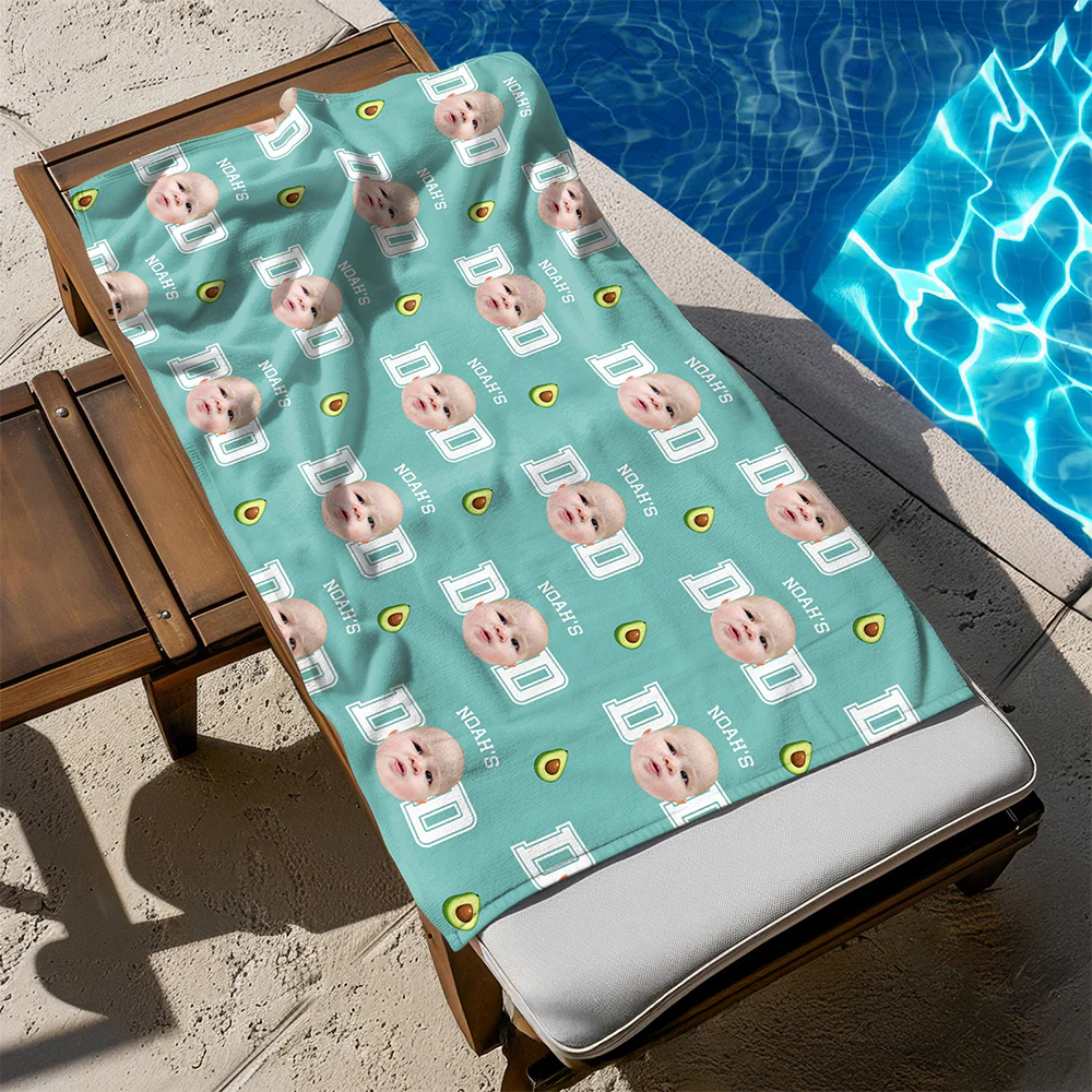 Custom Face Photo And Name With Icon Summer Beach Towel TH10 894075 - Image 4